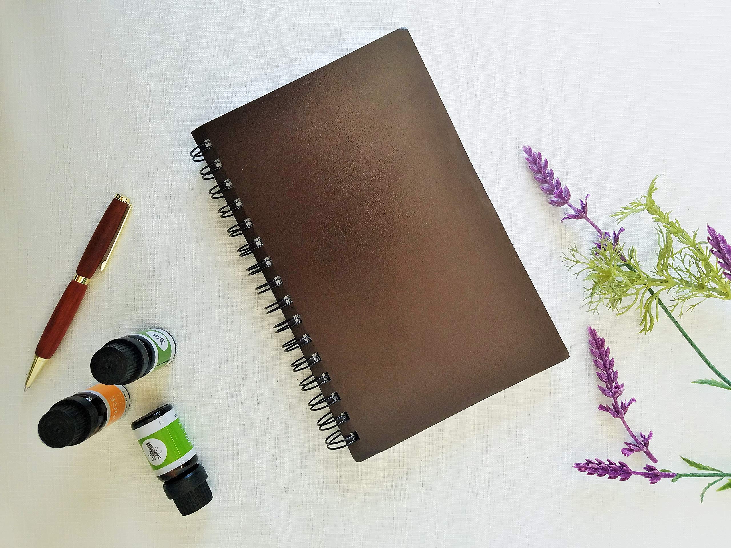 Personalized Wooden Journal with Essential Oil Flowers - Perfect for Aromatherapy, Meditation & Gift Giving