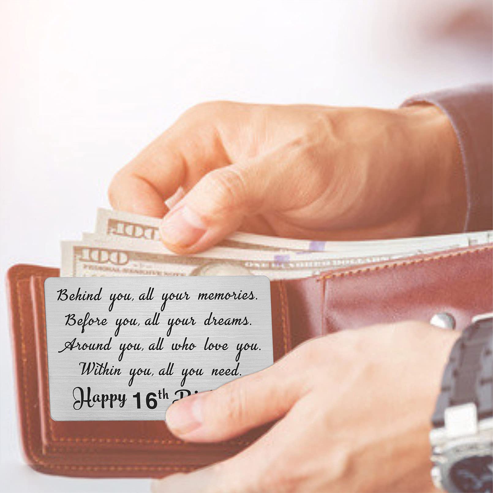 16th Birthday Wallet Card Gift for Boys & Girls - Personalized Engraved Keepsake for Sweet 16 Celebrations | Perfect for Birthday Decorations, Party Favors & Milestone Gifts