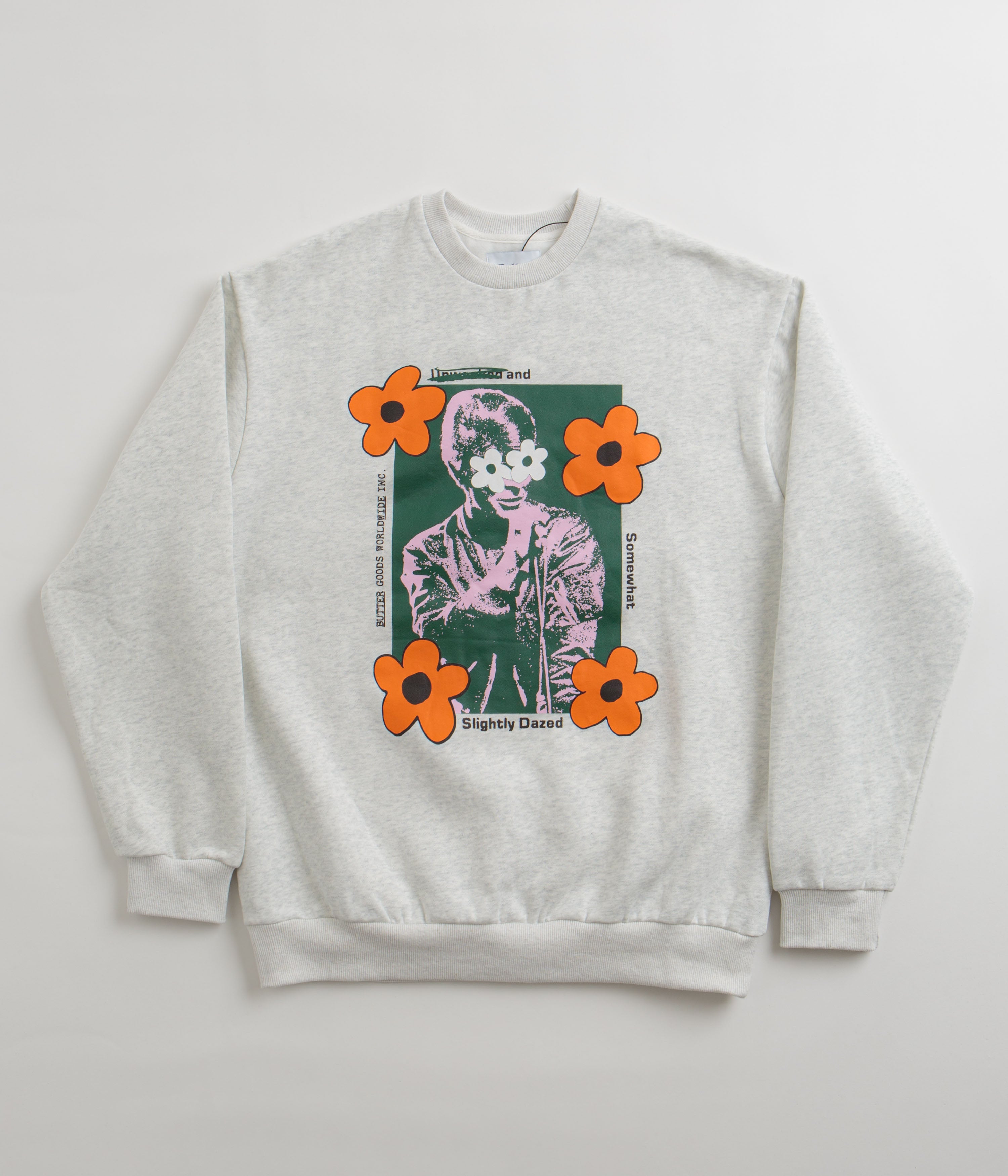 Butter Goods Dazed Crewneck Sweatshirt - Ash Grey | Men's Casual Pullover Hoodie for Streetwear & Loungewear | Perfect for Everyday Wear & Urban Fashion