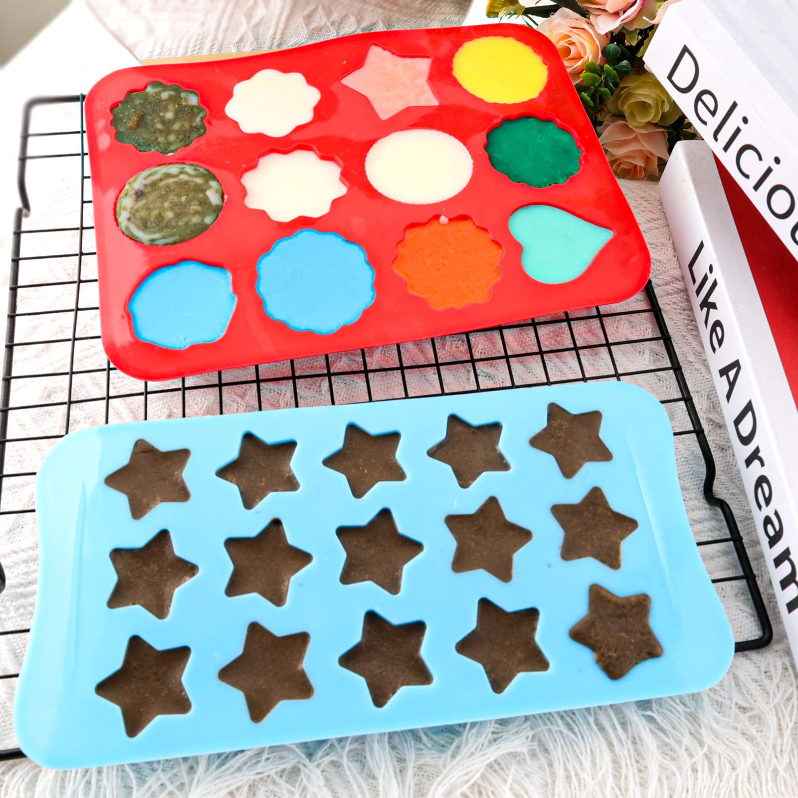 Premium Silicone Chocolate Molds Set - 6PCS Flower, Heart & Star Baking Molds for DIY Candy, Ice Cubes, Cake Decorations | Perfect for Valentine's Day, Birthday Parties & Holiday Treats