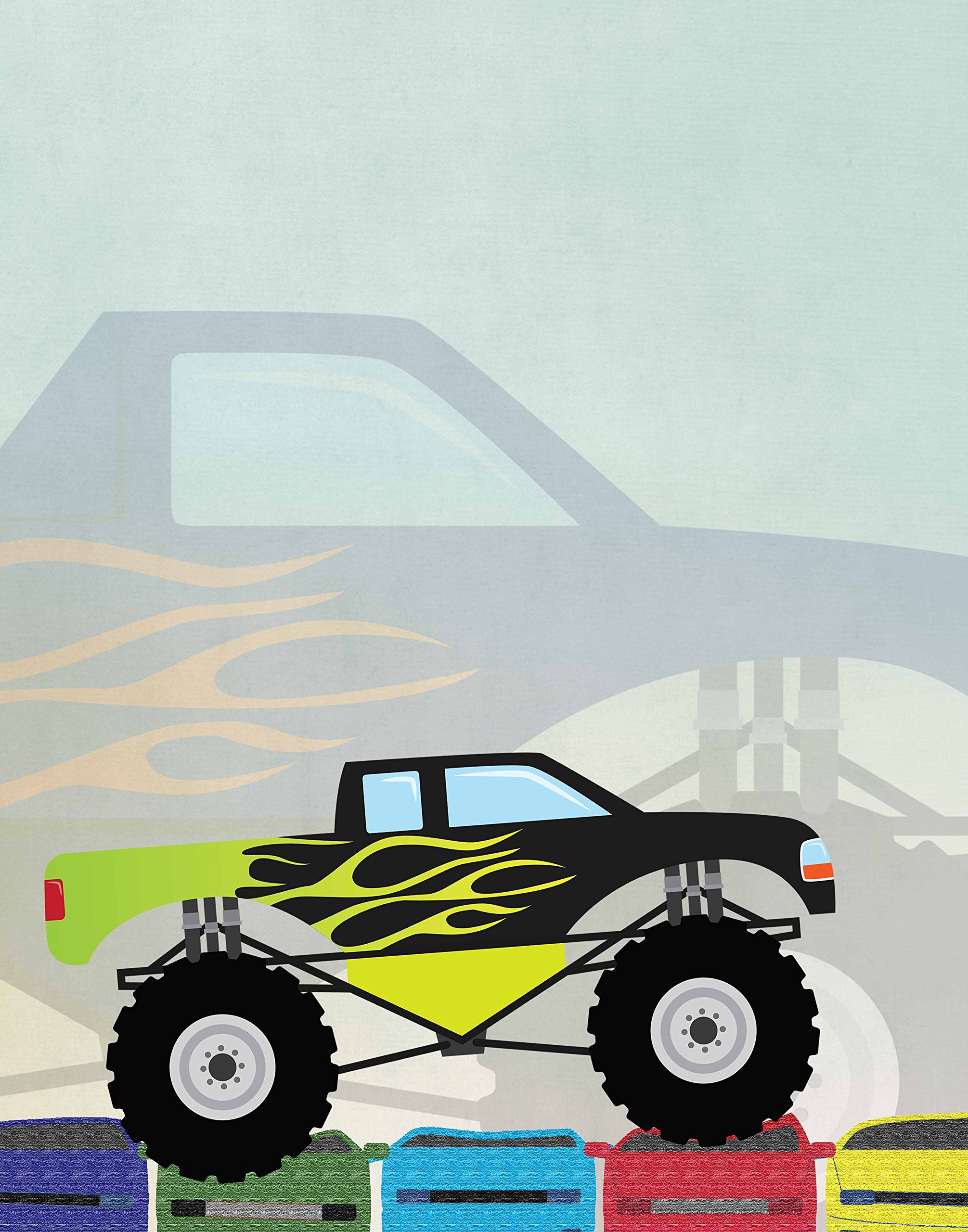 Artdash® Monster Trucks Wall Art Prints - Set of 4 (8x10 Inches) - Modern Kids Room Decor, Nursery Decor, Boys Bedroom Art - Perfect for Playrooms & Teen Boy Gifts