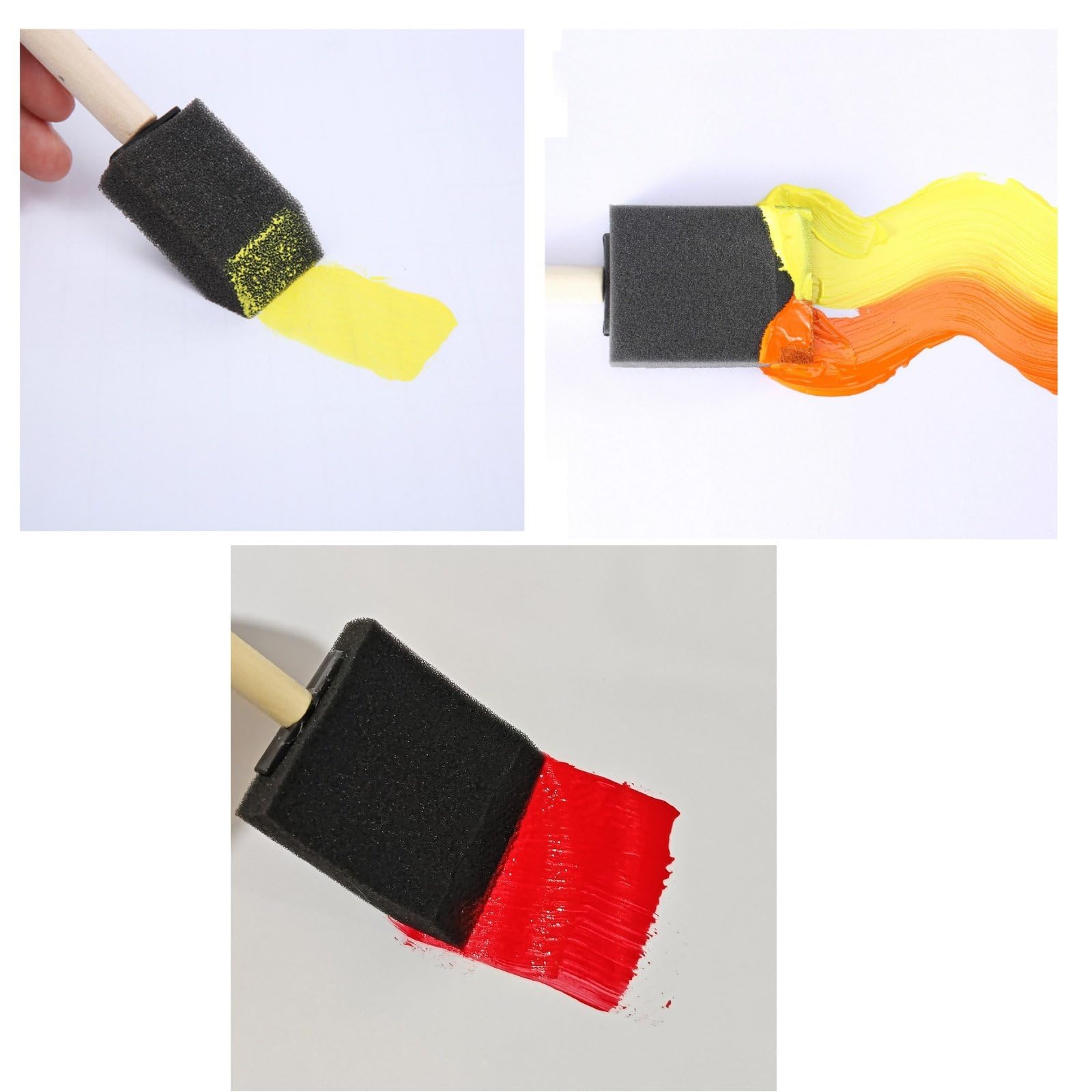 20 Pack 1 Inch Foam Paint Brushes - Sponge Brushes for Painting, Crafts, Staining, Varnish & Touch Ups - Durable Black Craft Sponges for DIY Projects, Home Decor & Art Supplies (Set of 20)