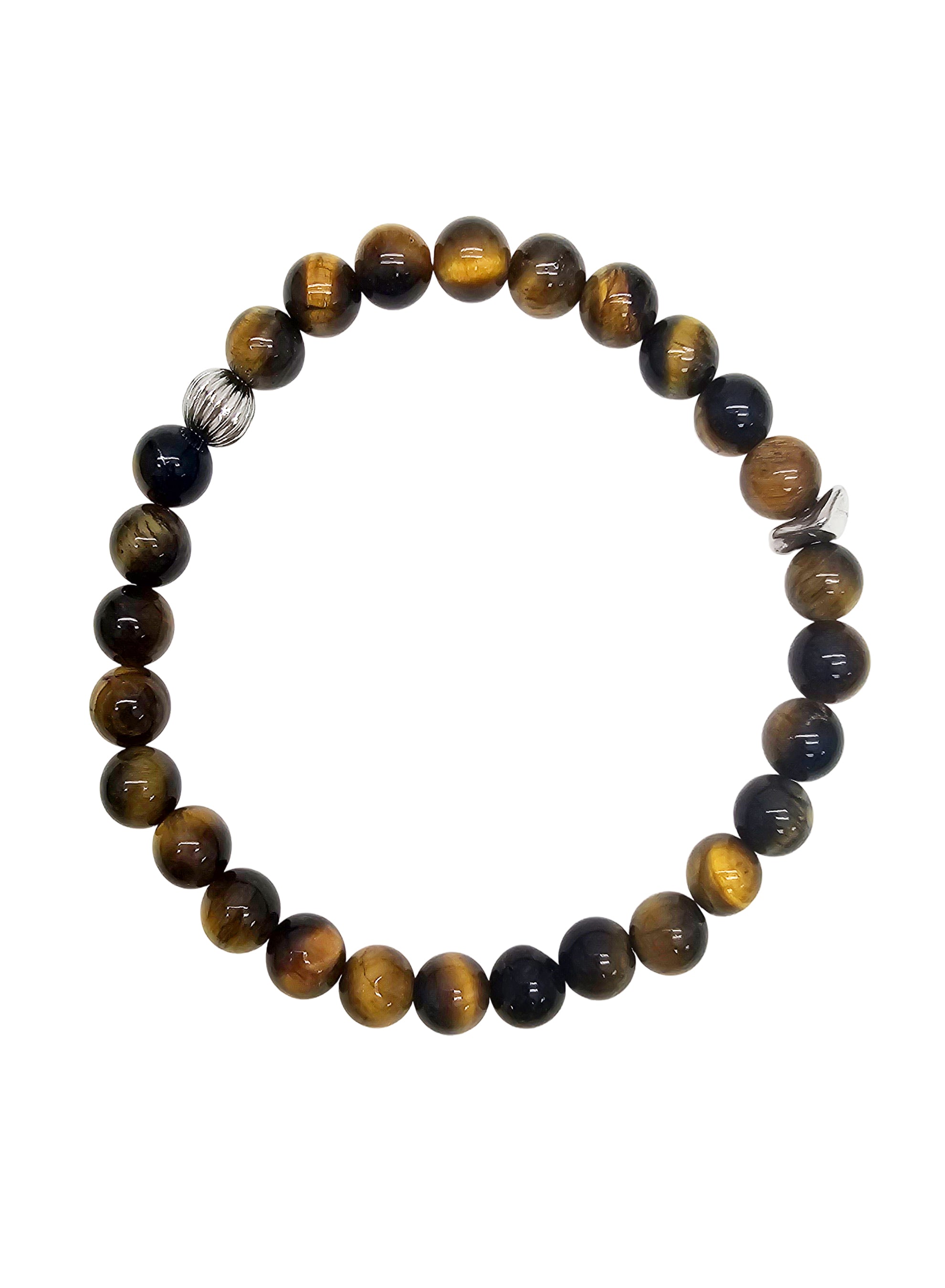 Brown Tiger Eye Stone Men's Flexible Adjustable Bracelet - Natural Healing Crystal Jewelry for Men - Perfect for Meditation, Yoga & Spiritual Protection