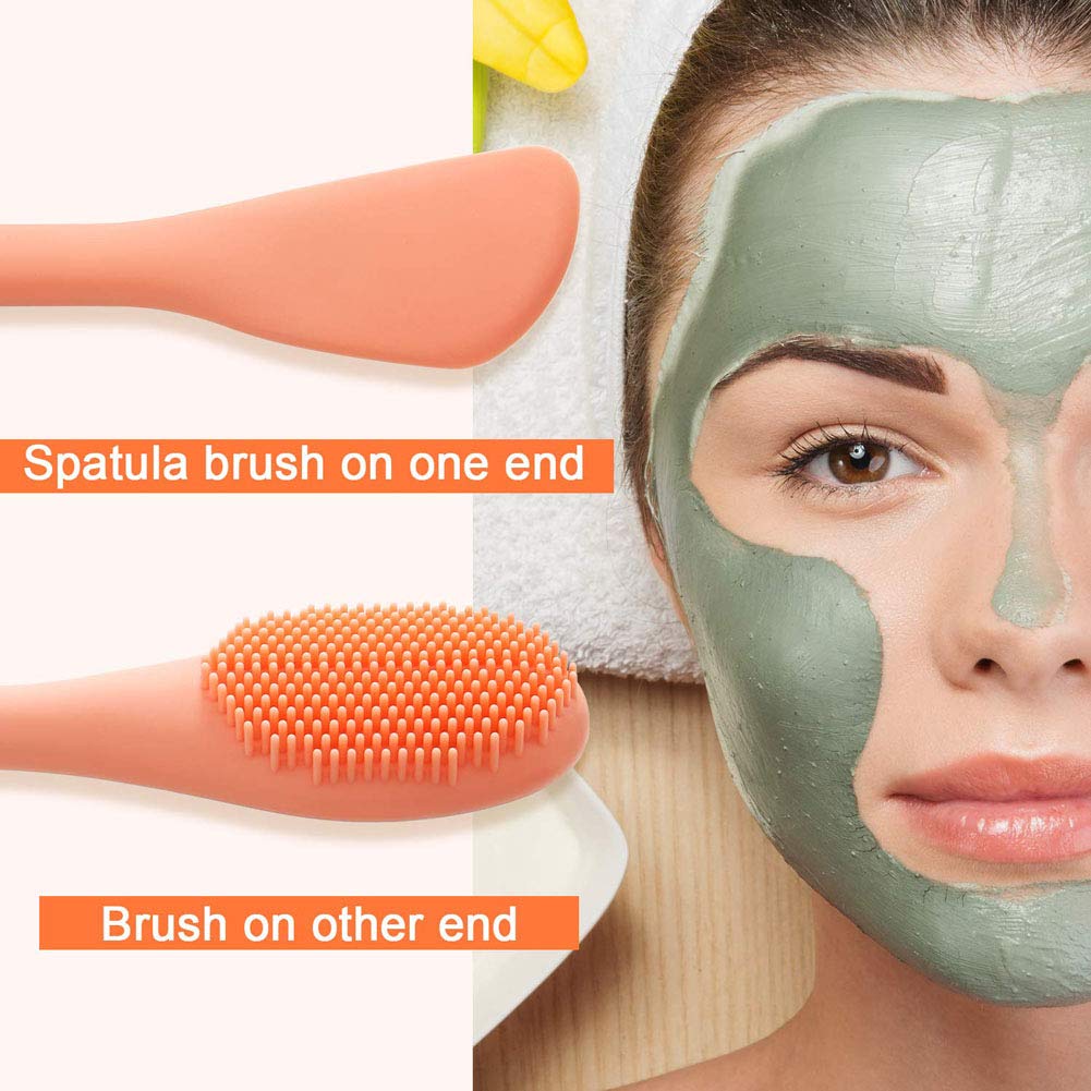 Double Head Silicone Face Mask Brush - 2-in-1 Makeup Applicator & Facial Cleansing Brush for Pore Cleaning, Skin Care & Beauty Routine - Perfect for Applying Masks, Serums & Exfoliating