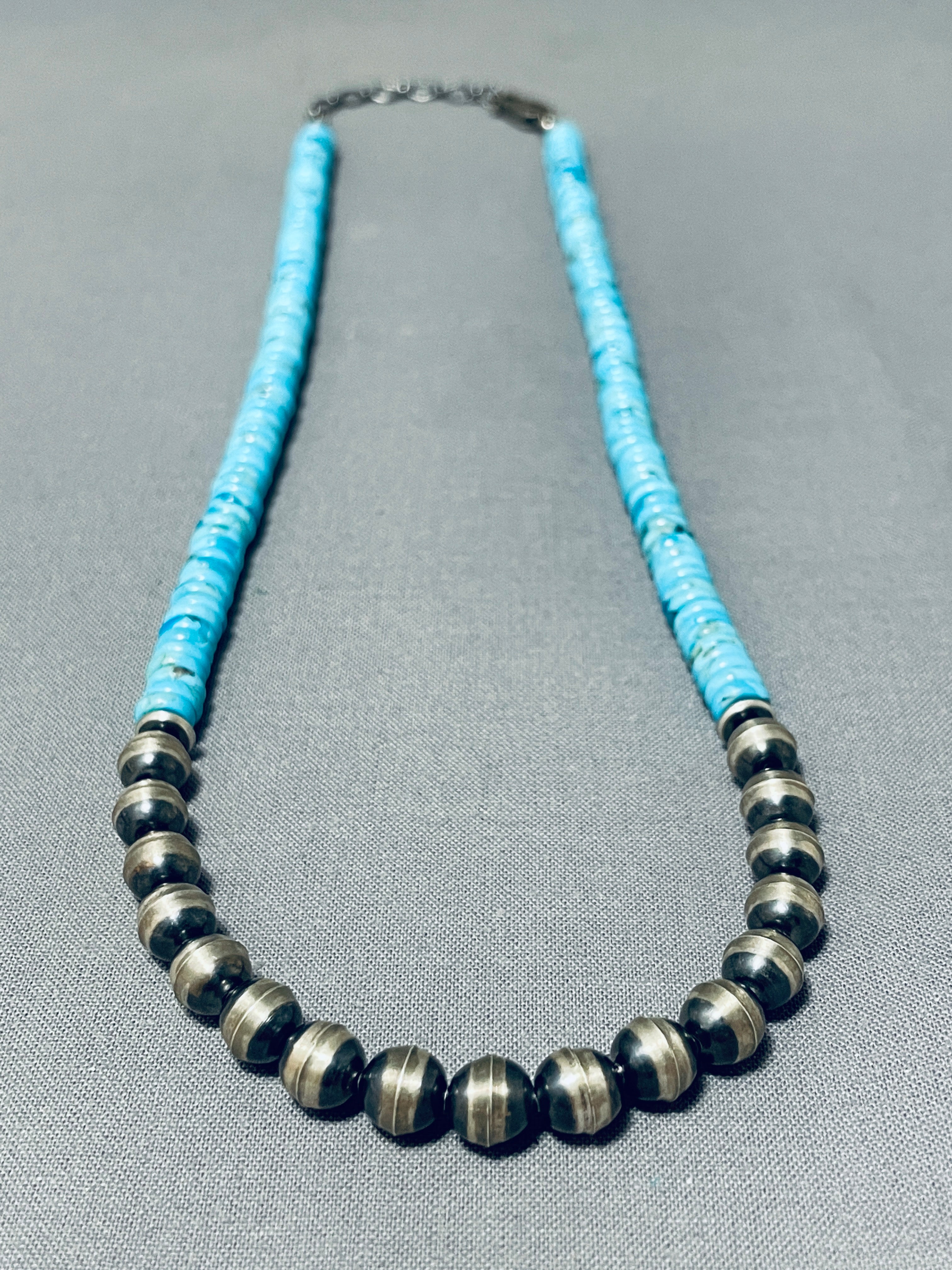 Stunning Vintage Native American Navajo Kingman Turquoise Sterling Silver Necklace – Handcrafted Jewelry for Women, Boho Chic Accessory, Perfect for Festivals & Special Occasions