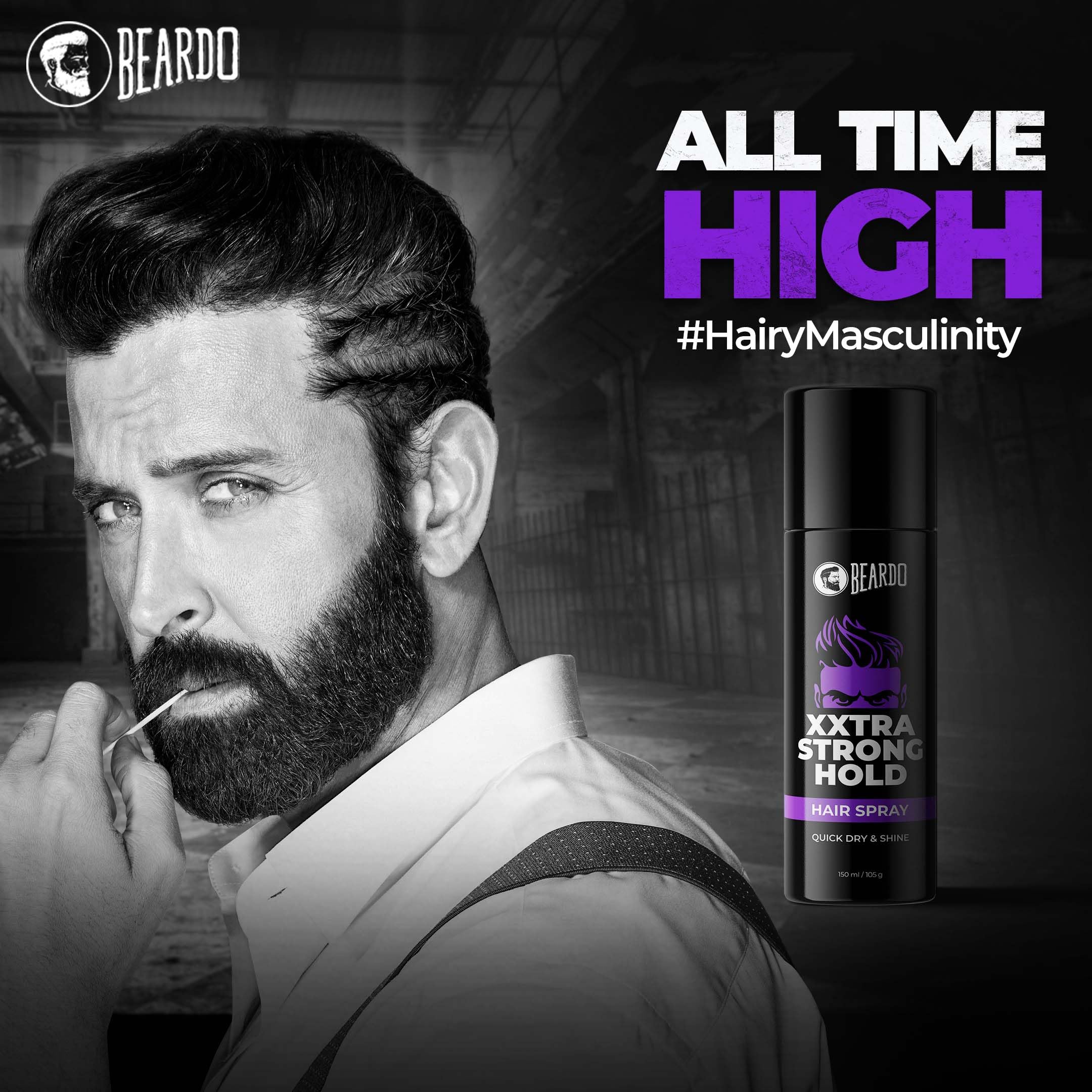 Beardo Xxtra Strong Hold Hair Spray for Men - 150ml/105g | Lightweight, Non-Sticky Extreme Hold Styling Spray | Perfect for All-Day Hairstyles, Weddings & Professional Looks