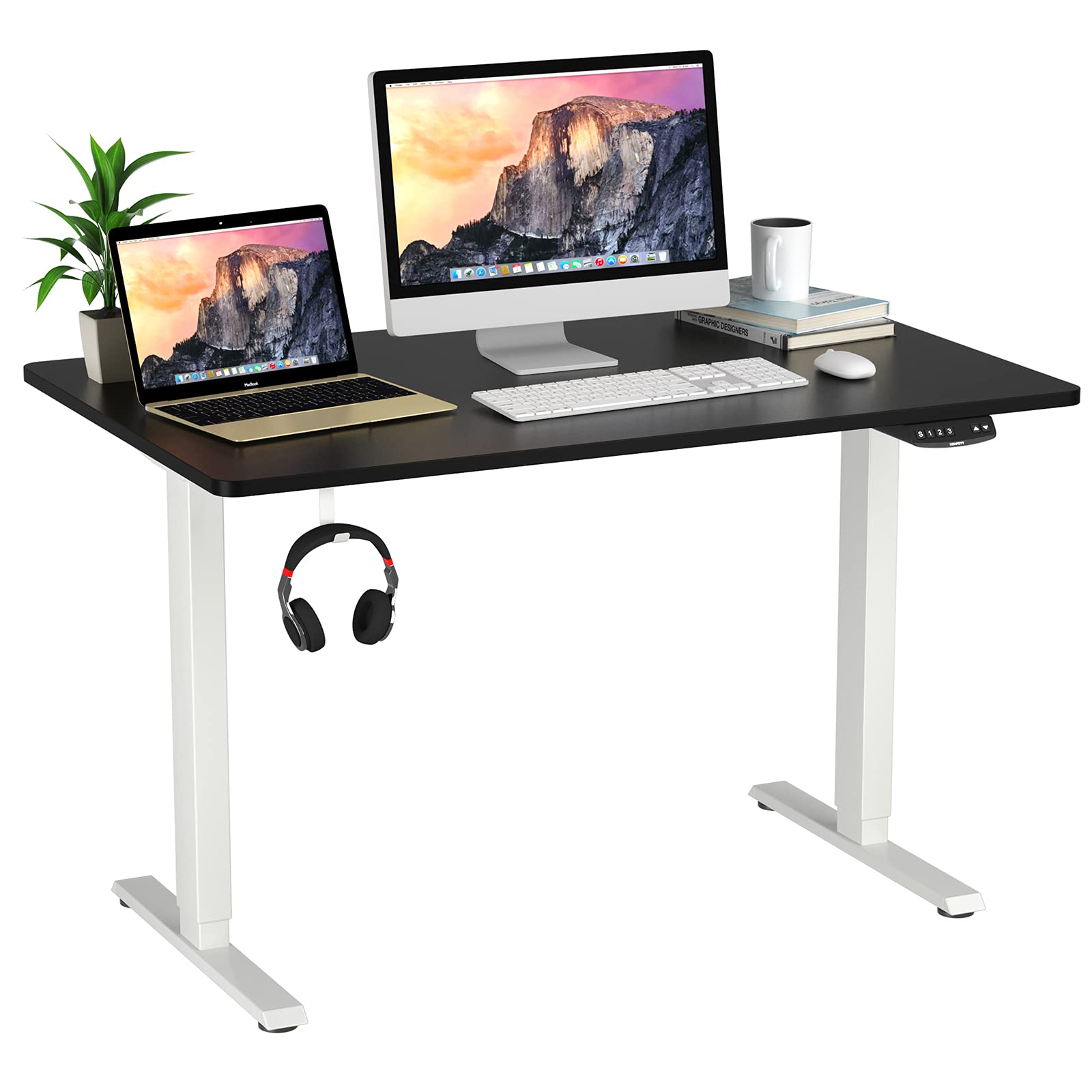 Tangkula 48 x 30 Inch Electric Standing Desk - Dual Motor Height Adjustable Home Office Desk with Memory Controller & Anti-Collision Design | Perfect for Work from Home, Gaming & Study Setup