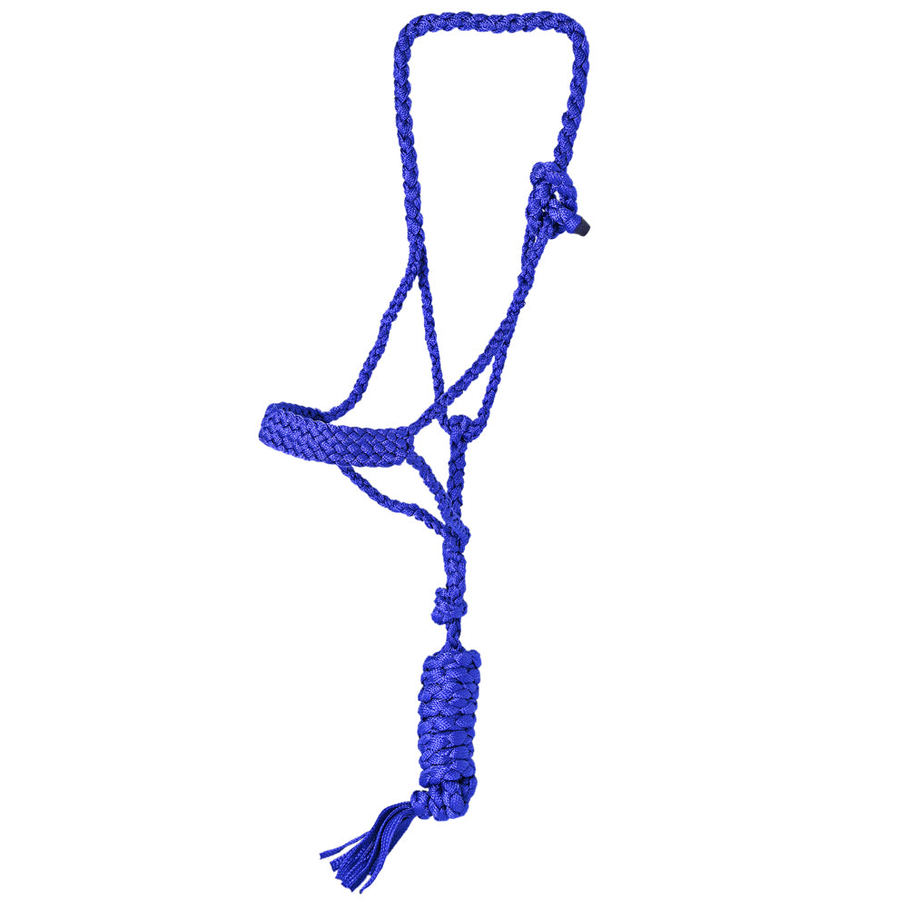 8 Ft Hilason Western Nylon Poly Flat Braided Mule Tape Halter and Lead Rope - Durable Horse Training Equipment for Trail Riding, Ranch Work, and Show Events