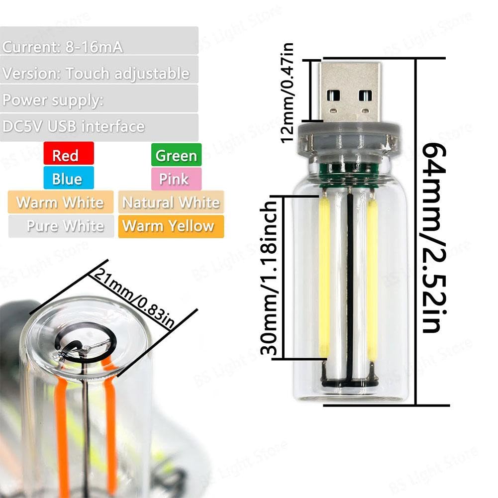 Retro USB LED Car Interior Atmosphere Lamp - Touch Control Dimmable Night Light with Plug-in Charging Port | Perfect for Car Decor, Mood Lighting & Night Driving
