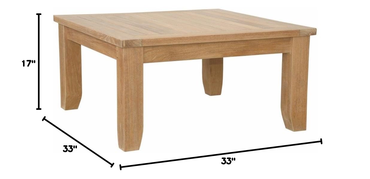 Anderson Teak DS-507 Luxe Square Coffee Table - Solid Teak Wood Modern Living Room Furniture - Perfect for Home Decor, Lounge & Coffee Shop Use