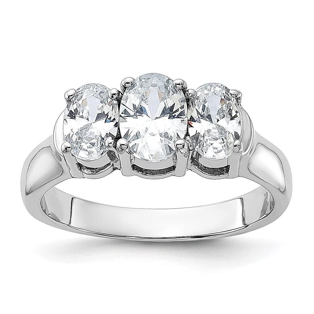 925 Sterling Silver 3 Stone Cubic Zirconia CZ Band Ring - Elegant Engagement & Wedding Jewelry for Women | Perfect Gift for Her, Anniversary & Special Occasions | Ideal for Bridal, Prom & Everyday Wear