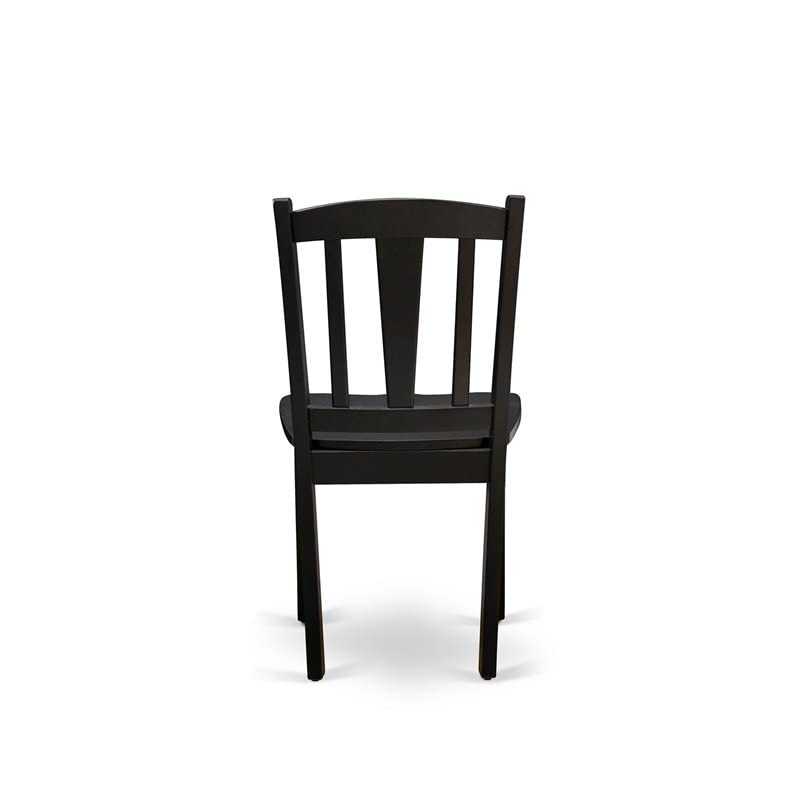 East West Furniture SHDL3-BLK-W 3-Piece Round Dining Table Set with Pedestal Base & 2 Chairs, 42x42 Inch, Black - Perfect for Small Spaces, Apartments & Cozy Kitchens