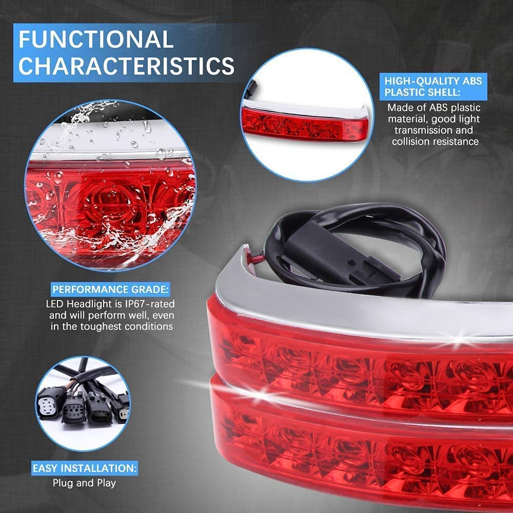 DREAMIZER Motorcycle Saddlebag Luggage Tail Light LED Lamp - Chrome Housing with Red Lens | Compatible with Harley Davidson Touring Road King Ultra CVO Limited & Electra Glide Ultra Classic | Enhanced Visibility & Safety for Night Riding & Long Distance Touring