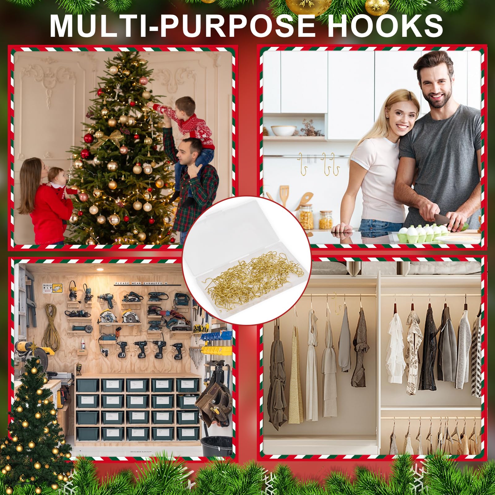 150 Pcs Christmas Ornament Hooks - Heavy Duty Non-Slip Tree Hangers for Xmas Decorations, Includes Storage Box - Perfect for Holiday Decorating, Gift Wrapping & Party Decor