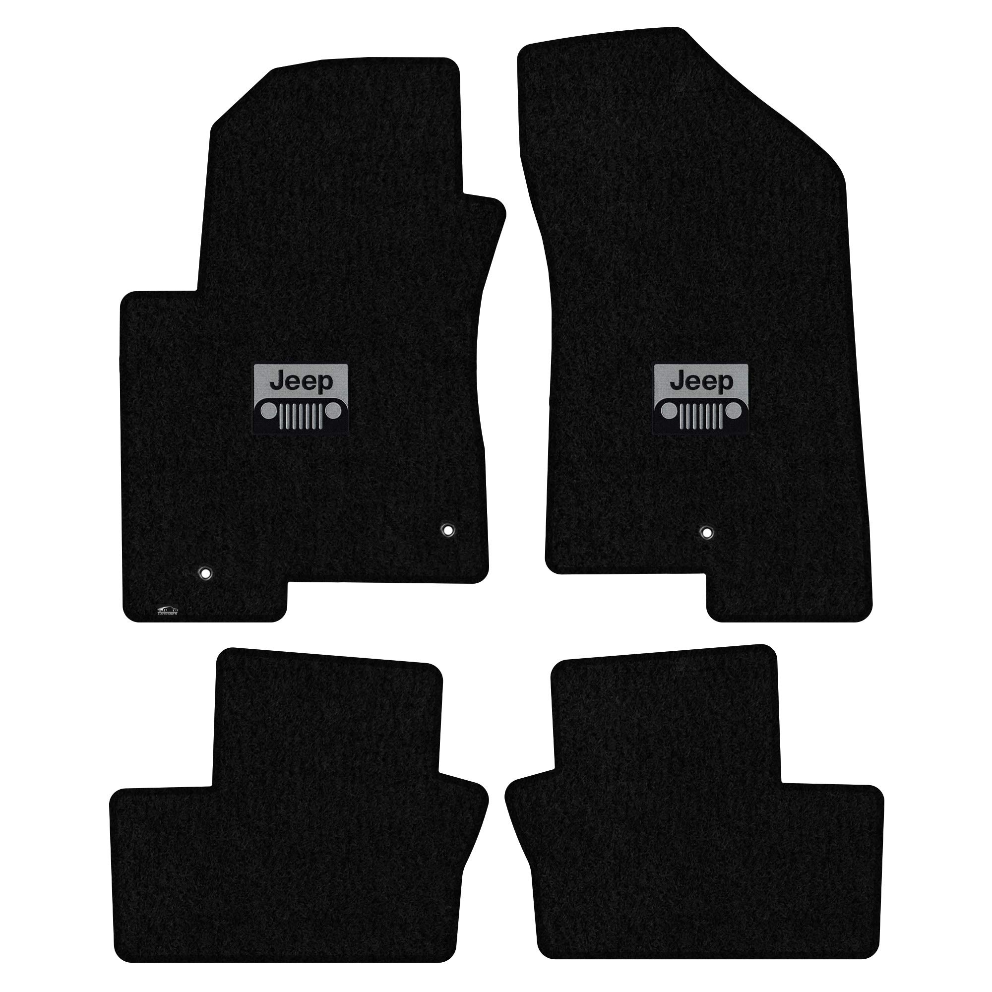 Premium Custom-Fit Carpeted Floor Mats for 2017 Jeep Compass FWD - Black 4-Piece Set with 'Grill' Logo | Luxury Car Floor Liners for All-Weather Protection & Enhanced Interior Style | Perfect for Daily Commutes, Road Trips & Off-Road Adventures