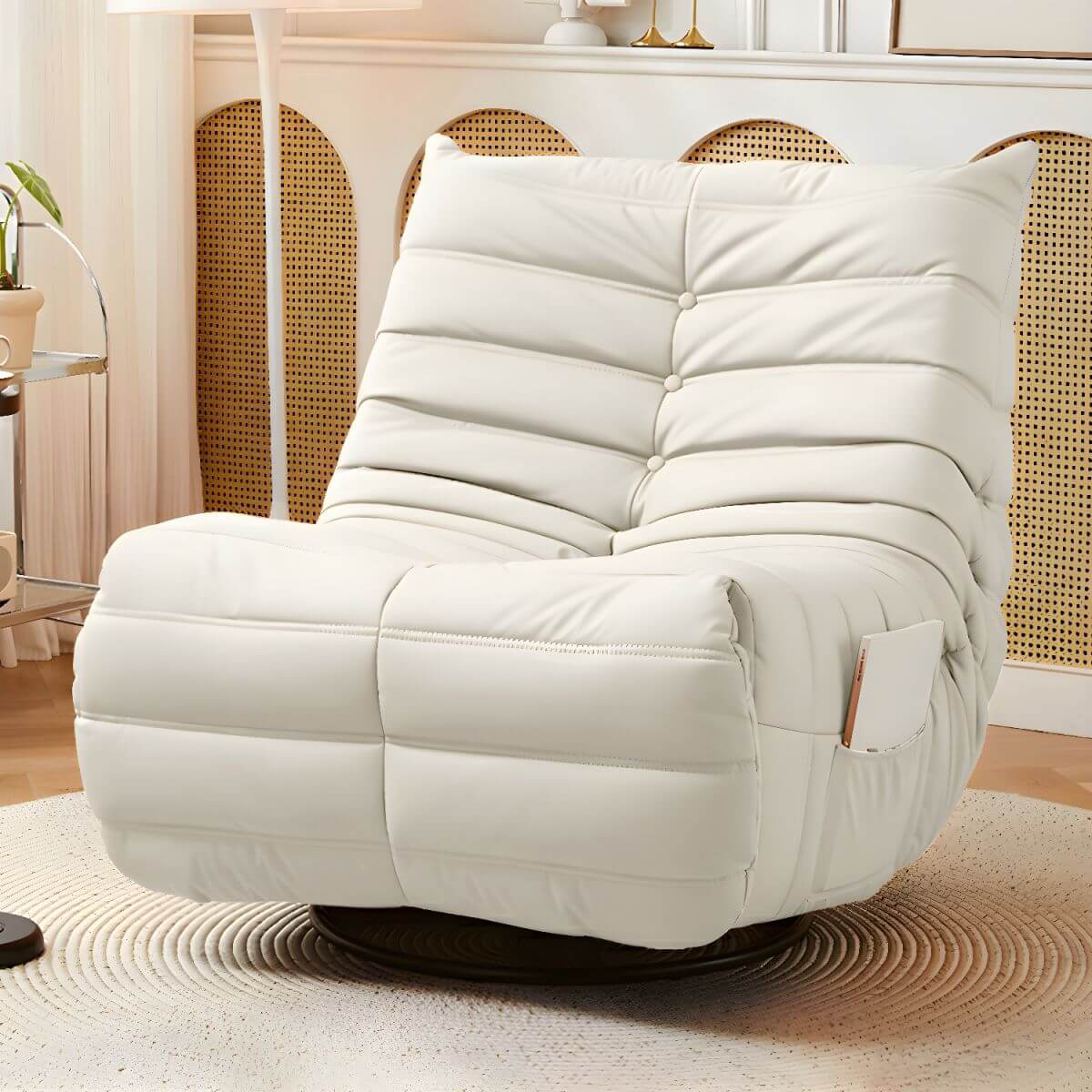 Premium Modern Ergonomic Recliner Chair with Locking Backrest, Power Reclining & Smooth Swivel Rocker - Perfect for Living Room, Home Theater & Office Relaxation