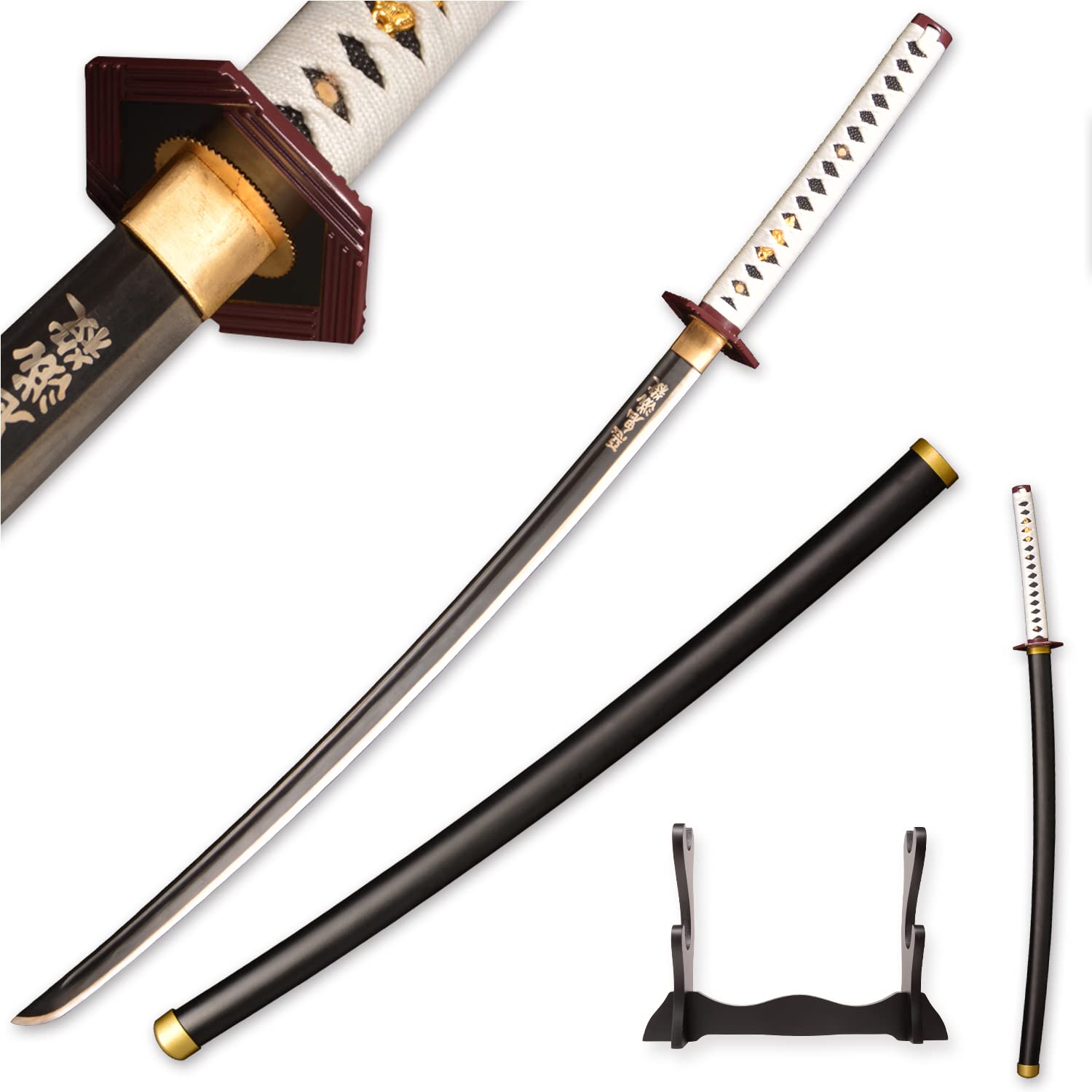 Sharp Carbon Steel Demon Slayer Sword - 41 Inch Real Metal Anime Katana - Samurai Sword for Cosplay, Collection & Home Decor - Perfect for Anime Fans, Halloween Costumes & Martial Arts Training