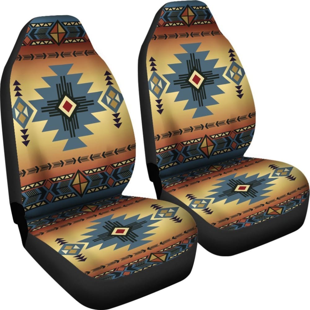 Blue Diamond Triangles Native American Car Seat Covers - Premium Custom Fit for Trucks & SUVs - Perfect for Road Trips & Daily Commutes