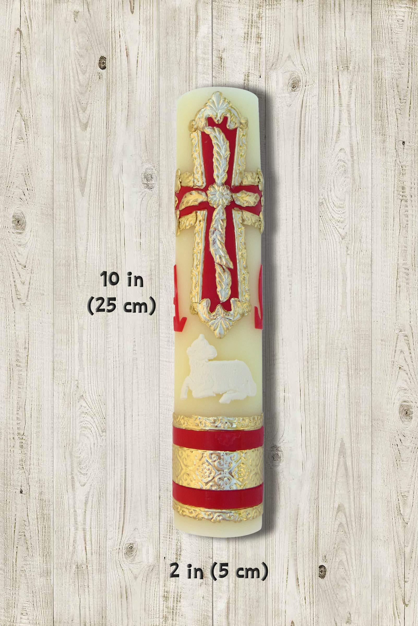 Easter Lent Candle with Alpha Omega Symbol - Religious Catholic Prayer Candle for Home Altar & Church Decor - Perfect for Easter Celebrations & Spiritual Reflection