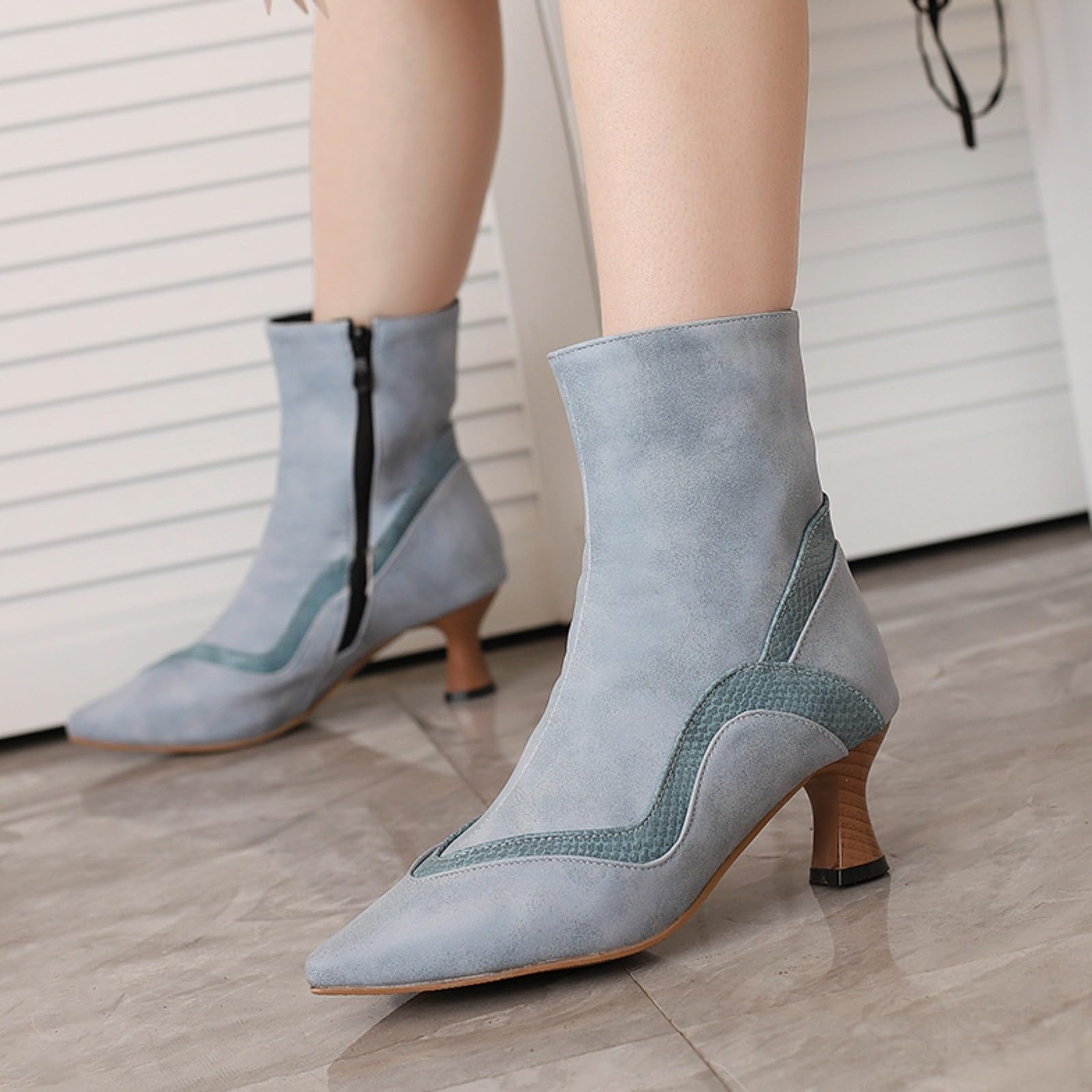 Stylish Side Zipper Ankle Boots for Women - Classic Fall Winter Fashion Boots with Comfortable Fit - Perfect for Office, Club & Casual Outfits