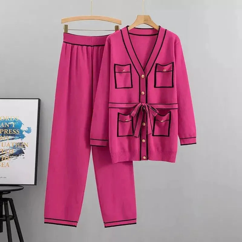 Comfortable Women's Casual Twill Two Piece Outfit Set - Lounge Wear, Travel & Everyday Fashion