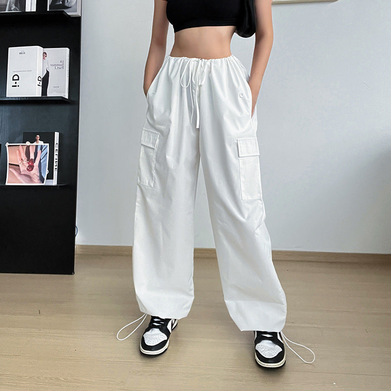 Women's Plus Size Wide Leg Loose Cargo Pants - High Waisted Straight Leg Trousers for Casual Wear, Work & Outdoor Activities