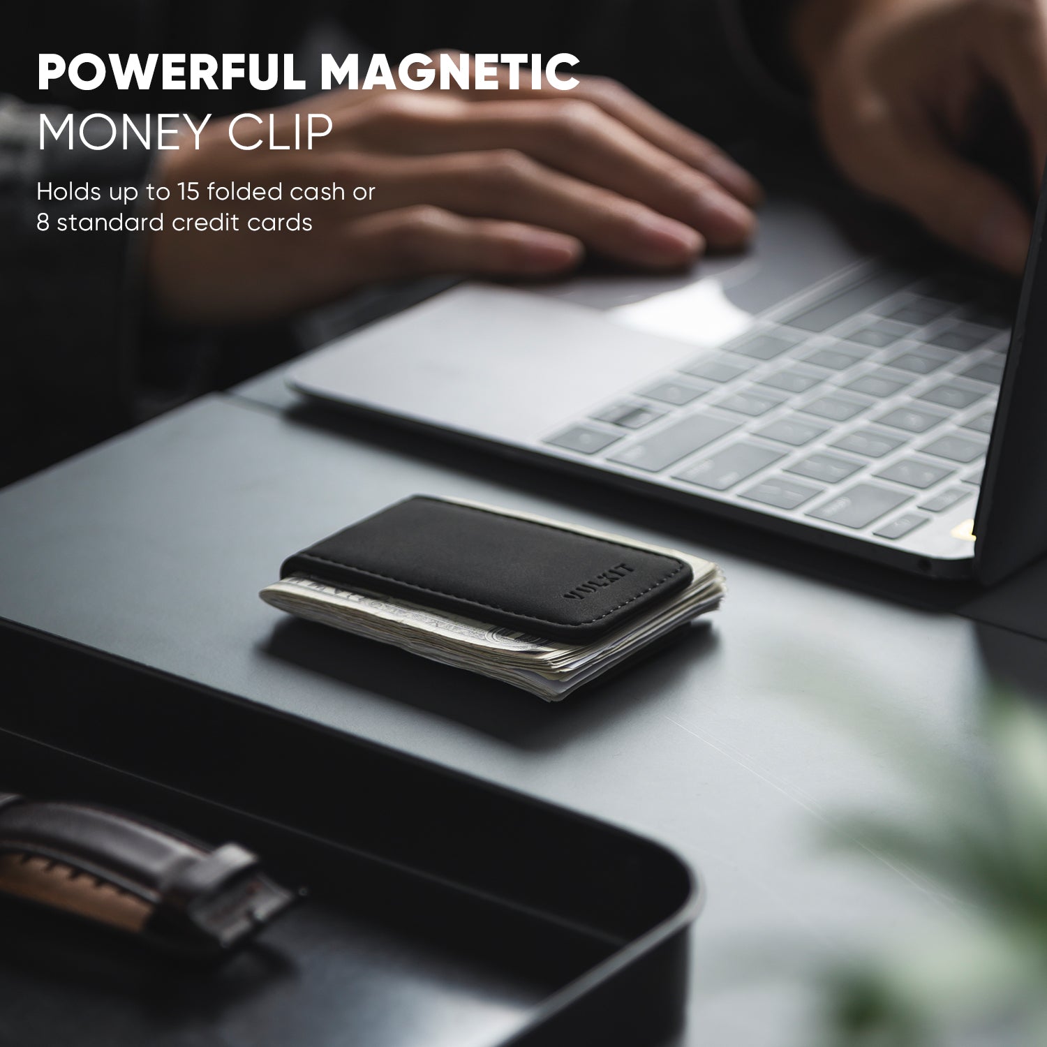 Premium VMC101 Magnetic Money Clip Wallet - Holds Up to 15 Bills Securely | Slim RFID Blocking Metal Card Holder for Men | Perfect for Travel, Business & Everyday Cash Organization