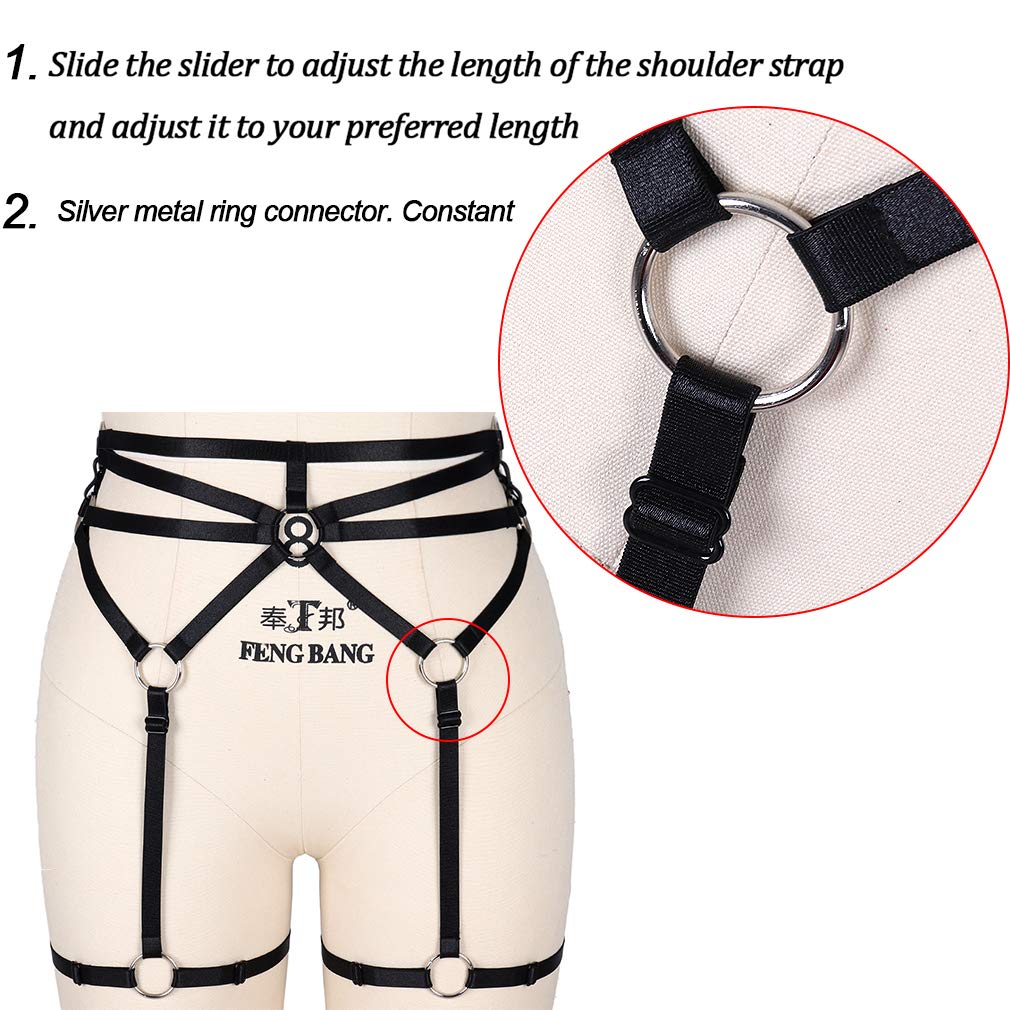 Sexy Women's Punk Harness Garter Belt - Adjustable Elastic Strappy Lingerie with Thigh Straps for Stockings | Gothic Fashion, Burlesque Costume, Fetish Wear & Nightclub Outfits