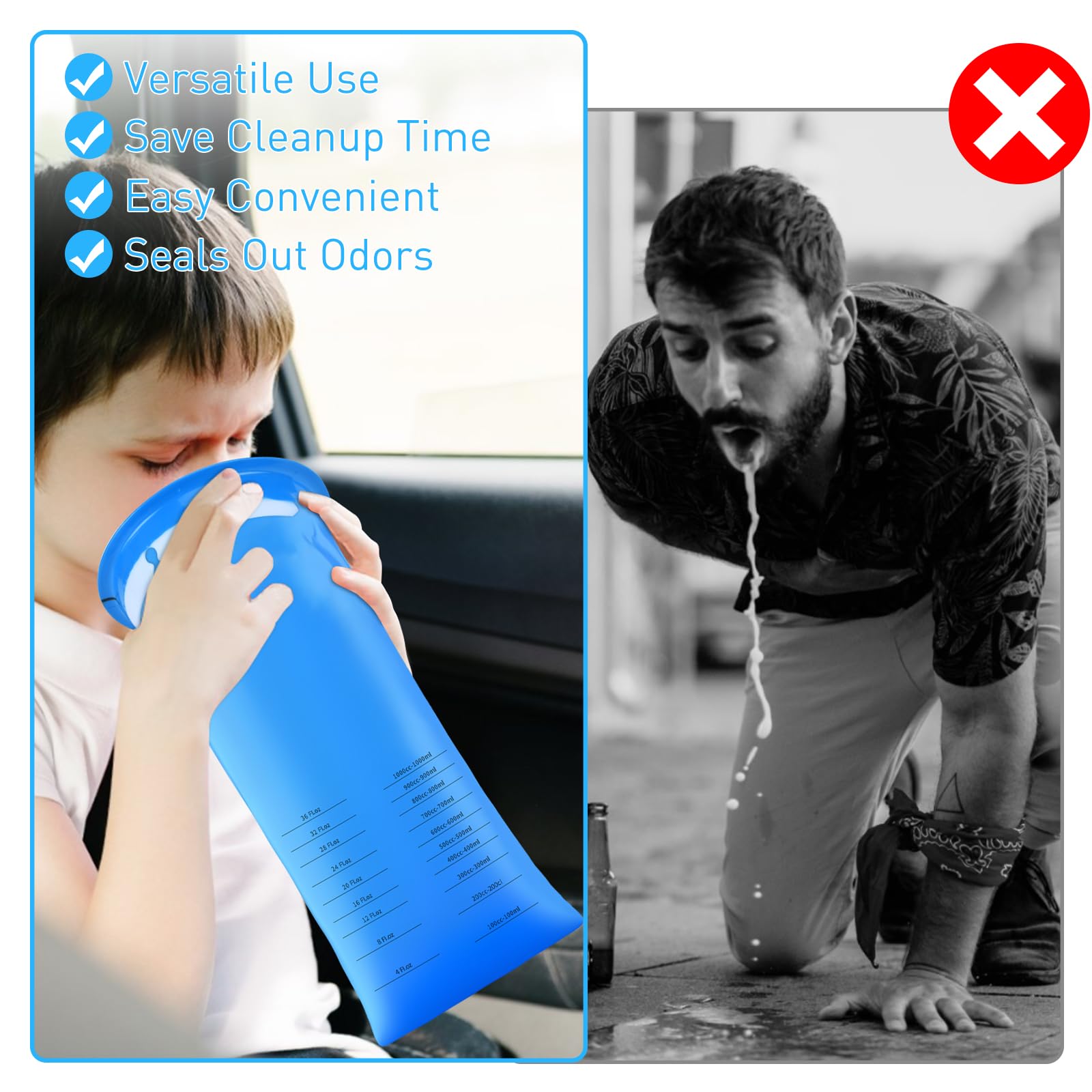 30 Pack Disposable Vomit Bags - 1000ml Leakproof Motion Sickness Bags for Travel, Cars & Airplanes | Barf Bags, Puke Bags, Throw Up Bags | Ideal for Nausea, Motion Sickness & Emergency Use