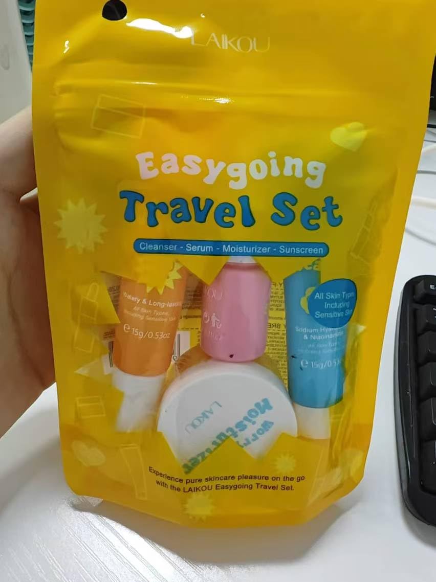 Hydrating Skincare Travel Kit - 4 Piece Mini Travel Size Set with Facial Cleanser, Moisturizing Cream, Serum & Sunscreen | Perfect Gift for Women & Teen Girls | Ideal for Air Travel, Vacation & On-the-Go Skincare Routine