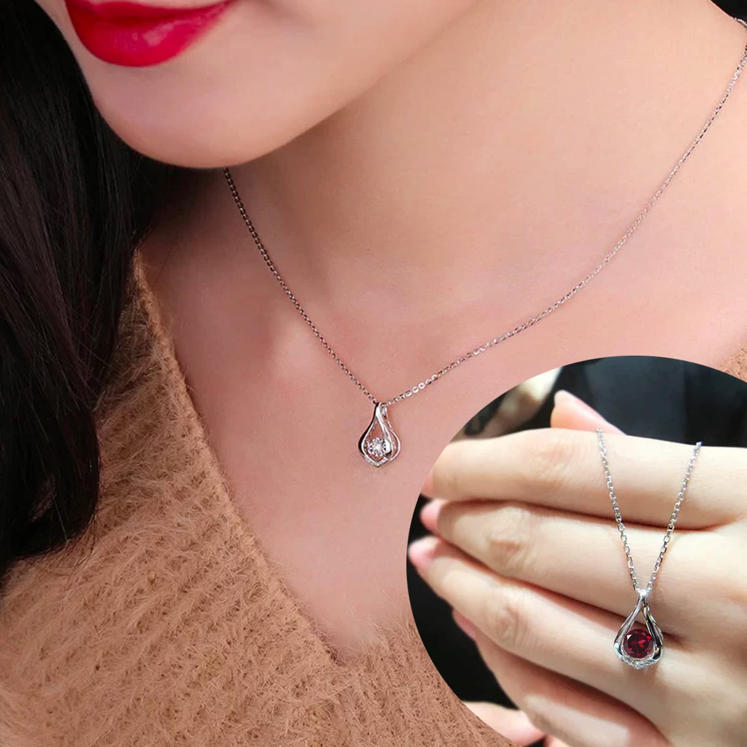 12 Months Colorful Birthstone Necklace for Women - Sterling Silver Infinity Pendant Jewelry Gift for Anniversary, Birthday, Christmas & Valentine's Day | Perfect for Everyday Wear, Special Occasions & Thoughtful Gifting
