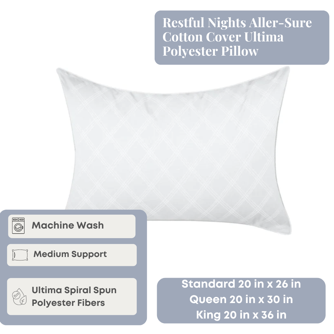 AllerSure Hypoallergenic Cotton Pillow Cover - Breathable & Soft for Restful Sleep - Perfect for Allergy Relief, Bedroom & Travel Use
