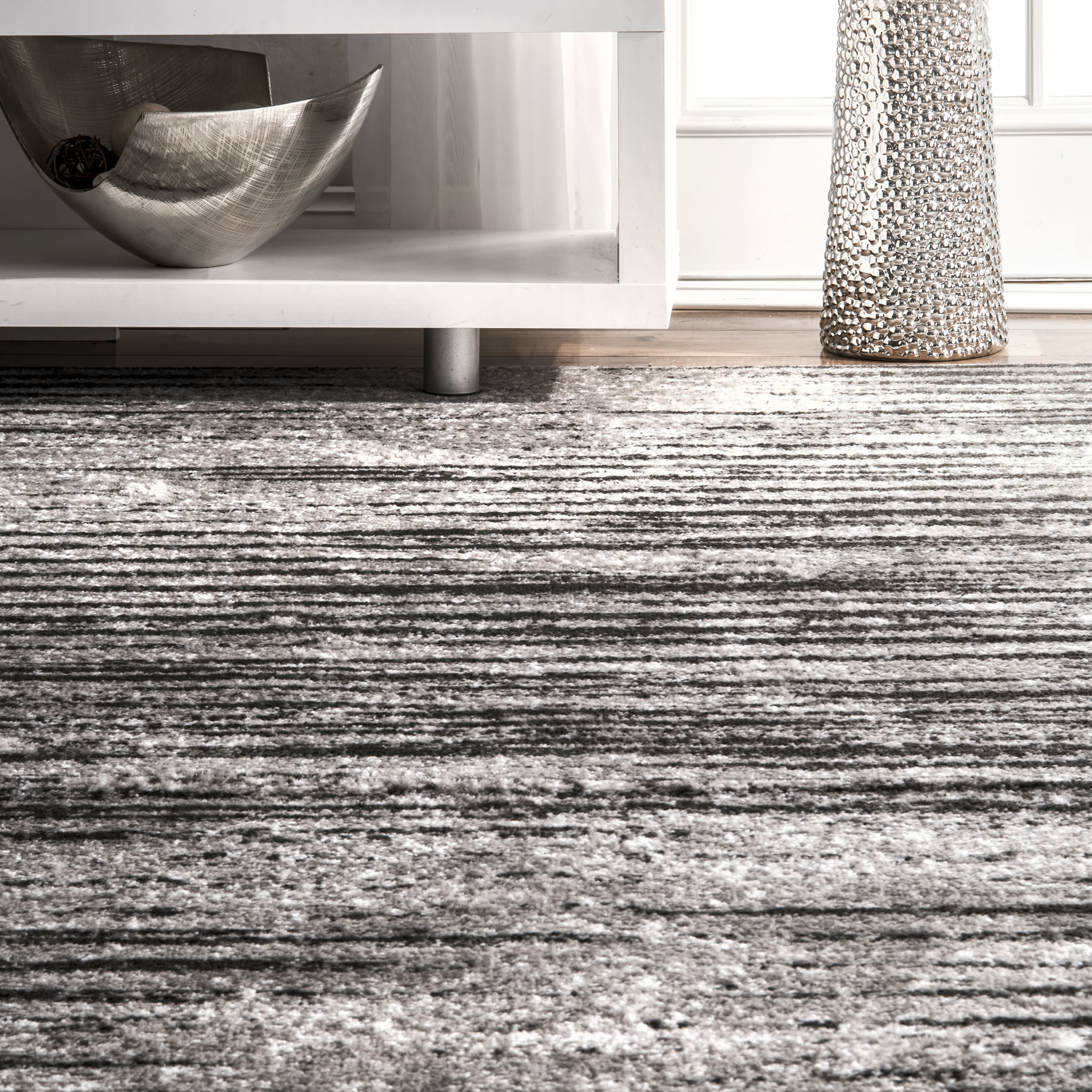 Fading Stripes Area Rug - Soft Grey Modern Design for Living Room, Bedroom & Office Decor | Stylish Home Floor Mat