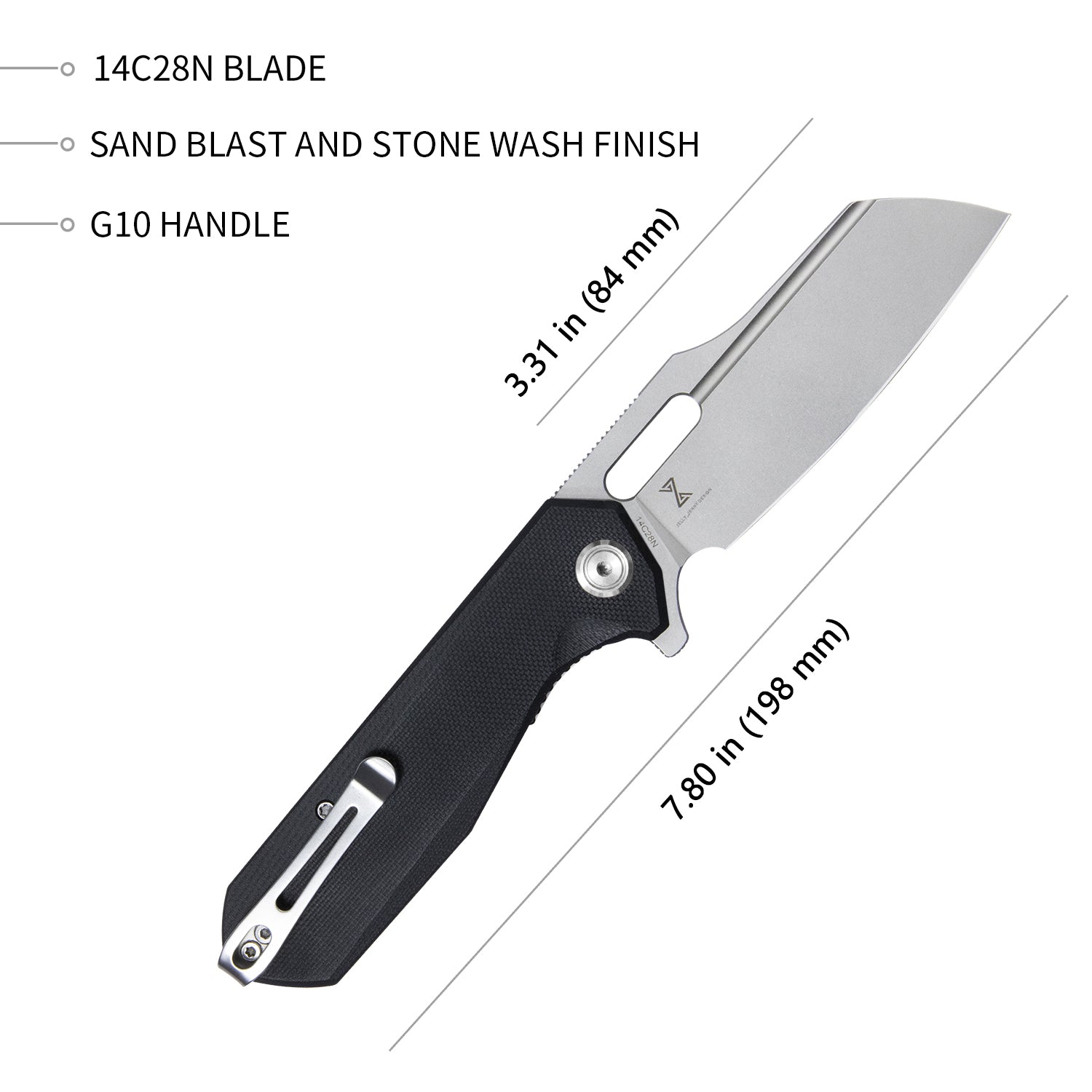 Atlas Nest Liner Lock Folding Knife - Black G10 Handle, 3.31