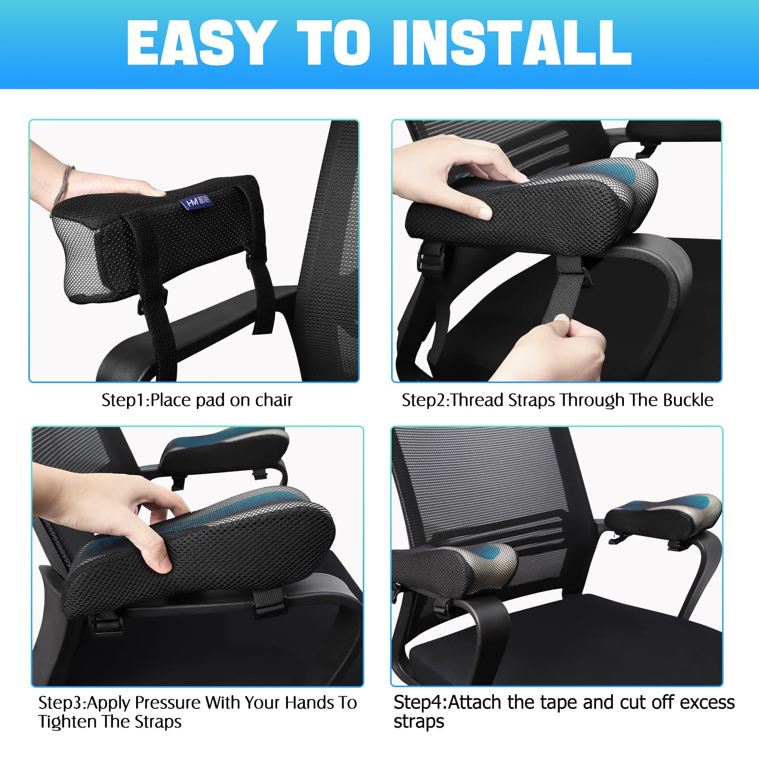 Ergonomic Office Chair Arm Pads & Covers - Comfortable Armrest Cushions for Desk Chairs, Gaming Chairs & Workspace Support - Perfect for Long Hours of Typing, Gaming & Office Work