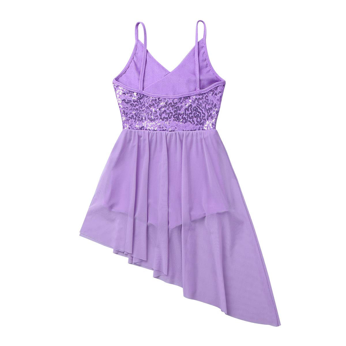 YEAHDOR Girls Lyrical Dance Dress - Latin Ballet Leotard with Sequined Skirt for Gymnastics & Contemporary Performance - Perfect for Recitals, Competitions & Dance Classes