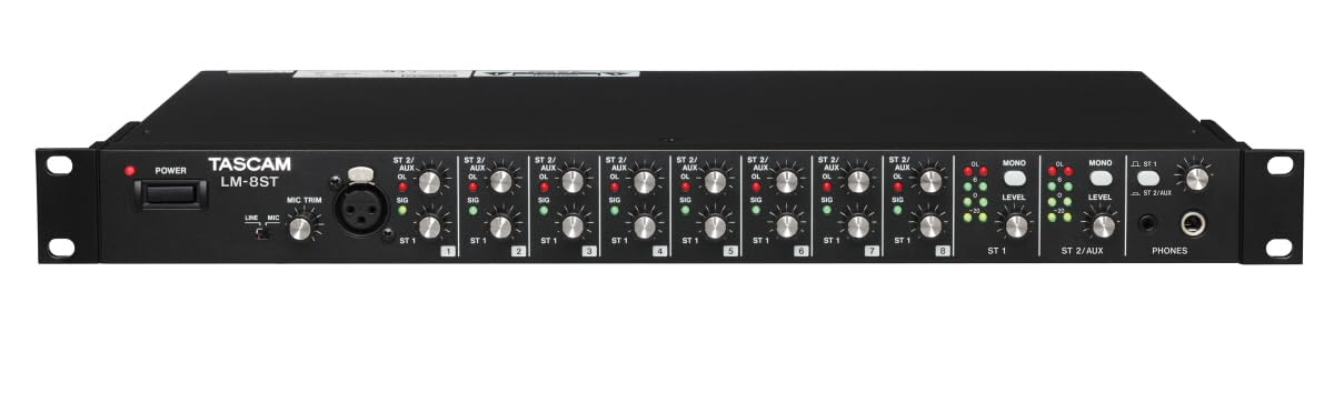 Tascam LM-8ST Professional 8-Channel Rackmount Stereo Line Mixer - Perfect for Studio Recording, Live Sound & Podcasting