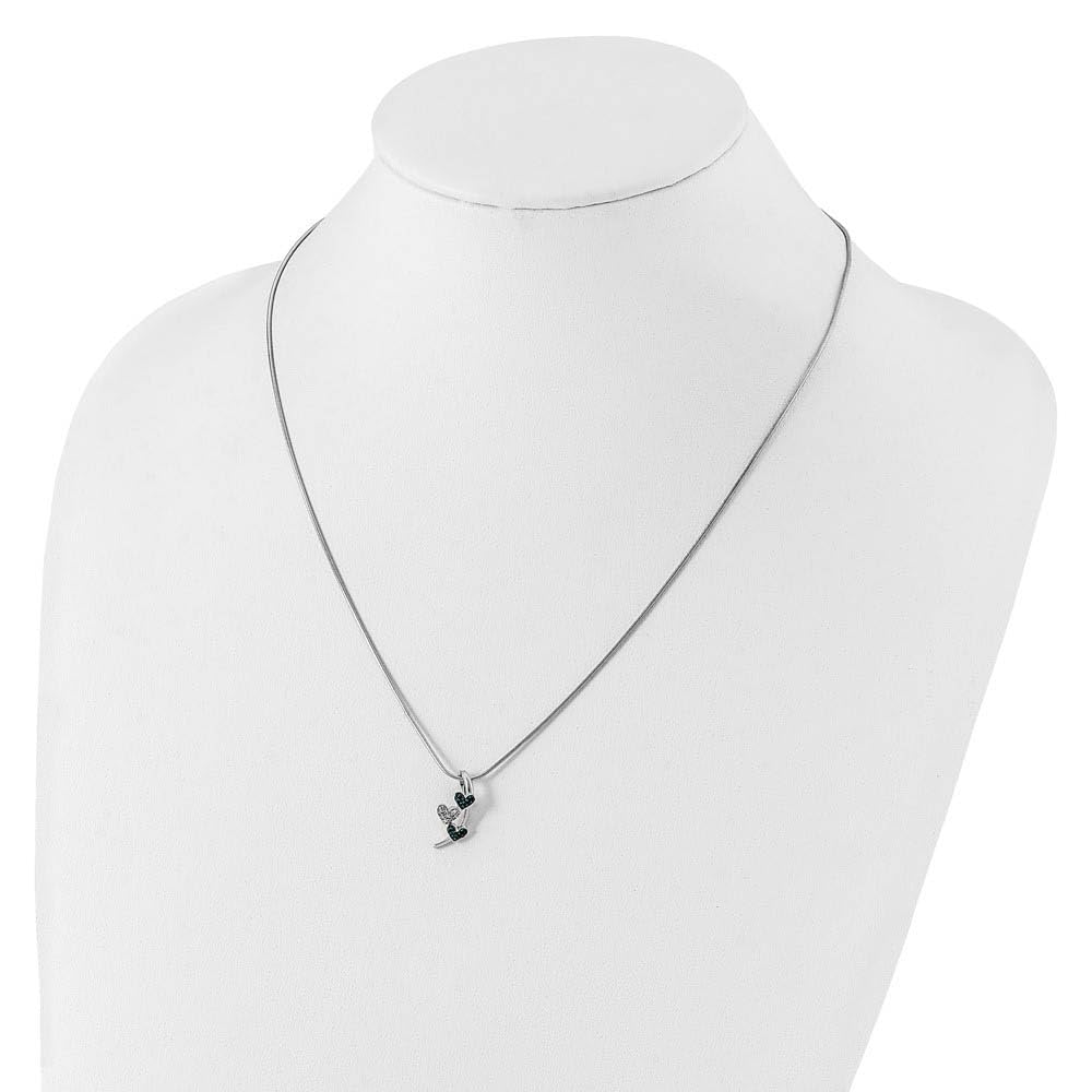 Blue & White Diamond Sterling Silver Triple Heart Slide Necklace - Perfect for Valentine's Day Gifts, Anniversaries & Romantic Occasions