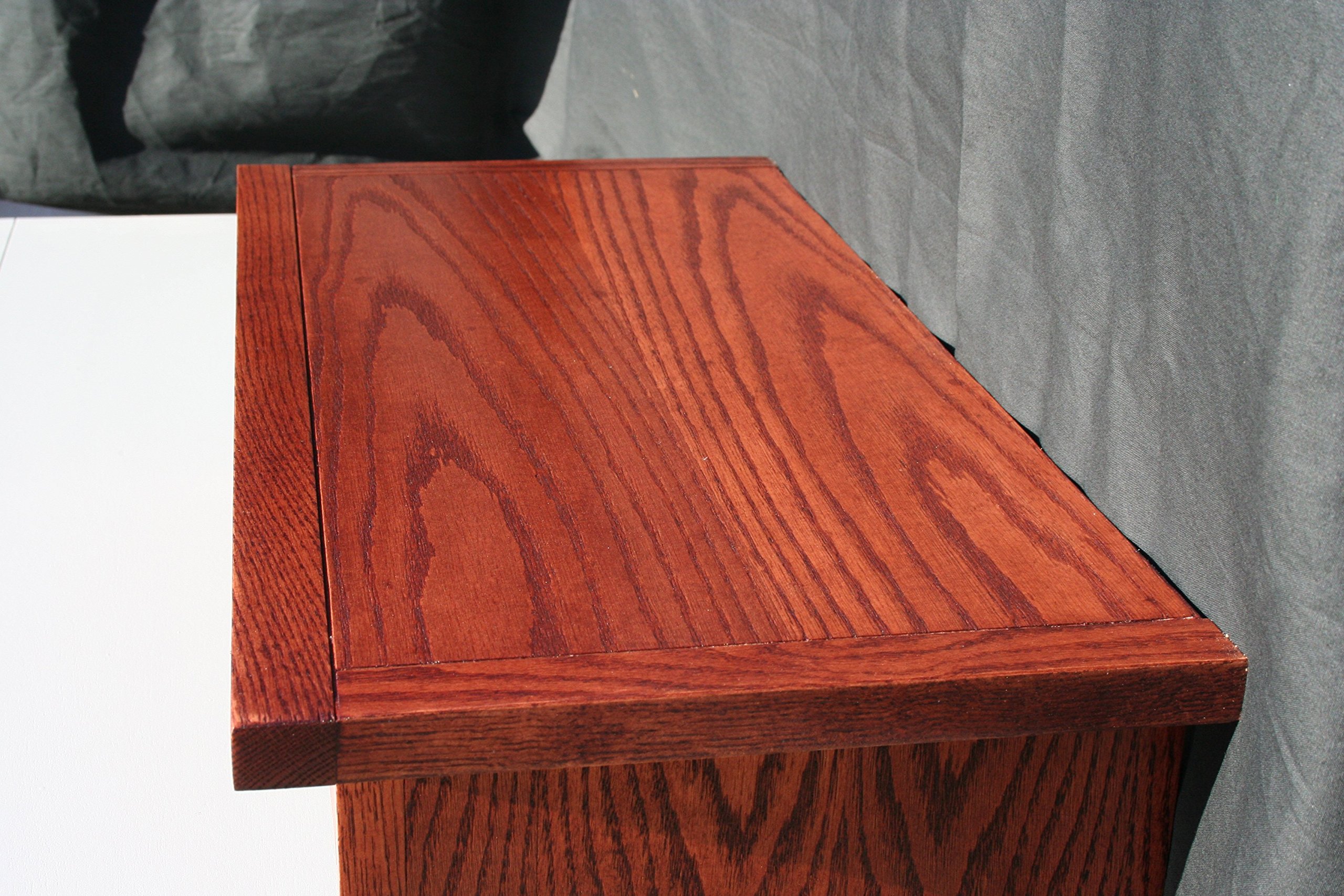 Oak TV Stand for Living Room - 38 Inch Wide Mission Style Monitor Riser with Cherry Finish (12