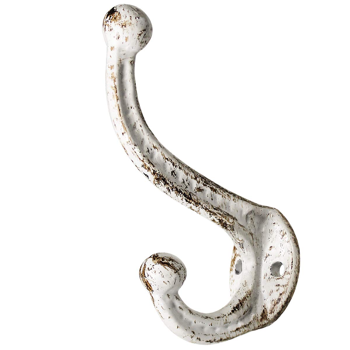 Sopicoz 4-Pack Heavy Duty Cast Iron Coat Hooks - Farmhouse Vintage White Wall Mounted Hooks for Jackets, Hats, Bags & Home Decor - Perfect for Entryway, Mudroom, Bathroom & Rustic Interior Design