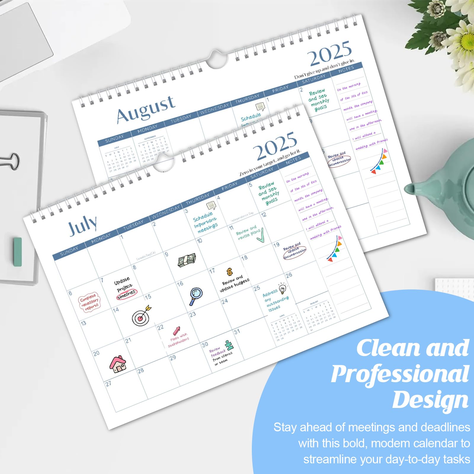 2025-2026 18-Month Wall Calendar | March 2025 to August 2026 | Spiral Bound Hanging Academic Planner 11