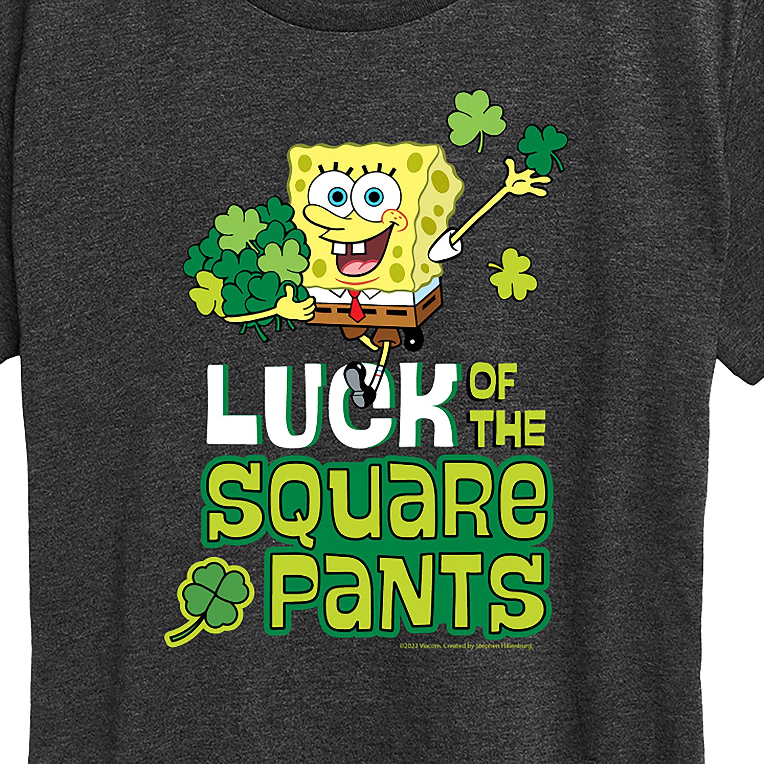 HYBRID APPAREL Women's Spongebob Squarepants Luck of The Square Pants Graphic T-Shirt - Short Sleeve Casual Tee for Fans, Cosplay & Everyday Wear