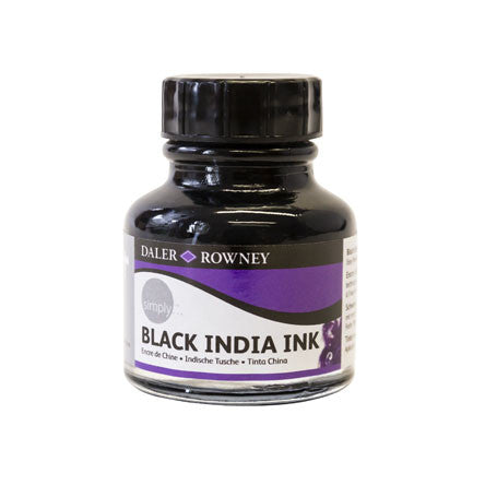 Daler Rowney Simply Black India Ink - Premium Waterproof Drawing Ink for Calligraphy, Sketching & Art Projects - Perfect for Artists, Illustrators & Crafters