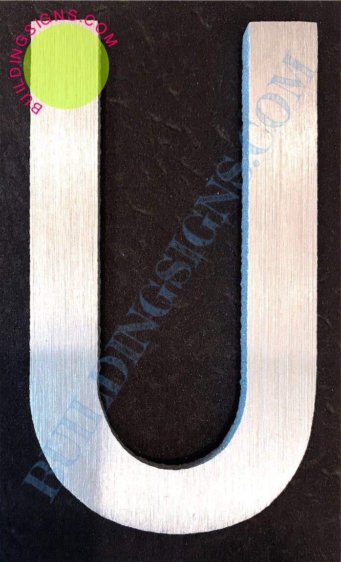 2.75 Inch Aluminum Letter U Sign - Brush Silver Finish, Double Sided Tape, Rust Free - Elegant Door Number Art for Home Decor & Office Signage