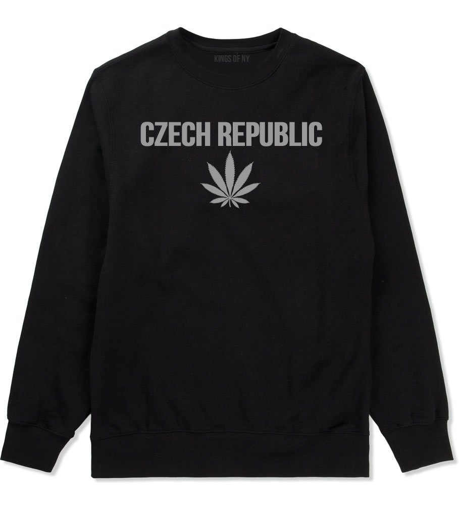 Czech Republic Weed Leaf Marijuana Crewneck Sweatshirt - Stylish Cannabis Graphic Hoodie for Stoner Fashion & 420 Celebrations