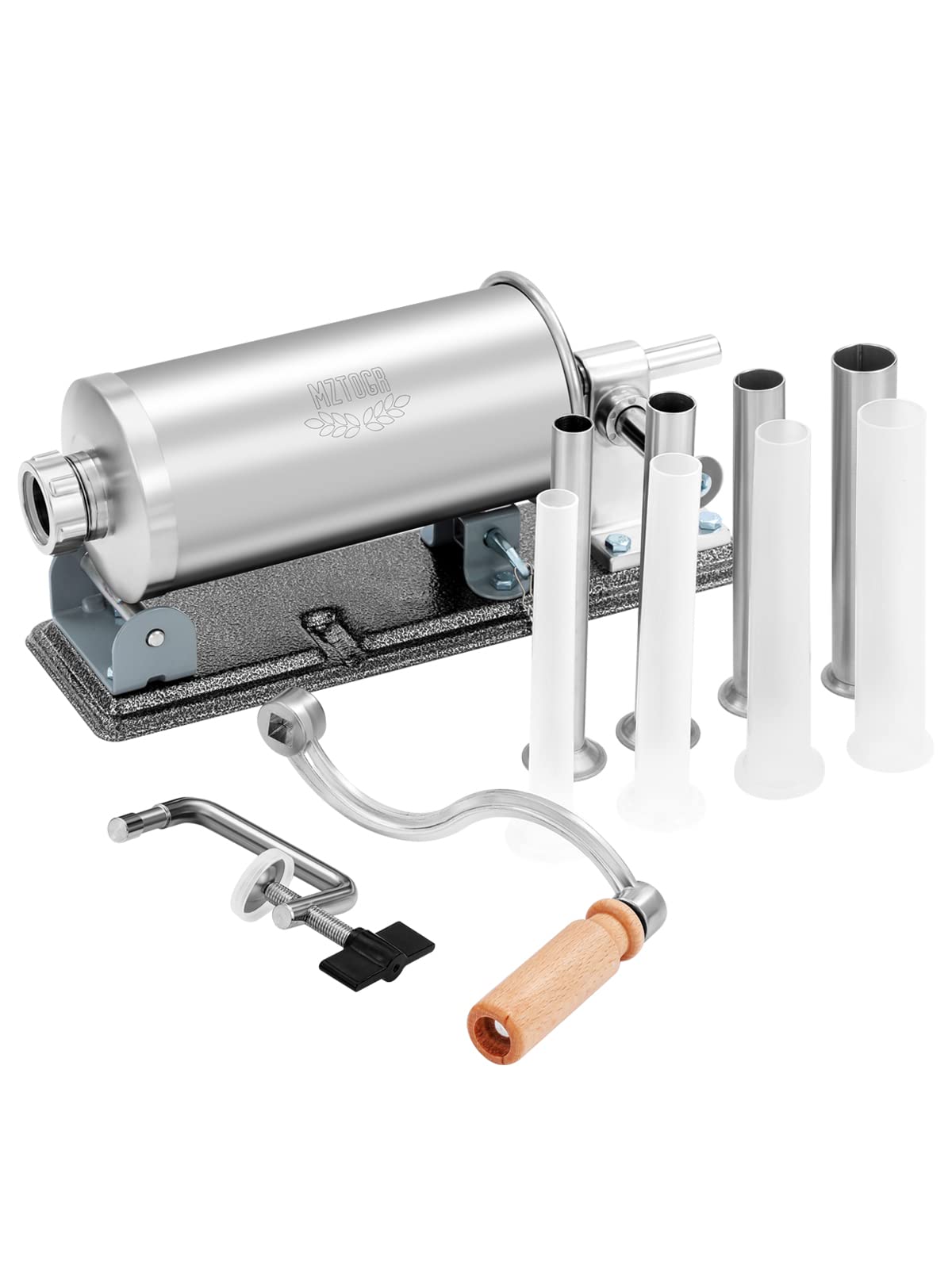 Stainless Steel Manual Sausage Stuffer - 2.5LBS Horizontal Meat Filler with 8 Stuffing Tubes for Homemade Sausage Making | Perfect for Kitchen, BBQ Parties, Camping & Food Preparation