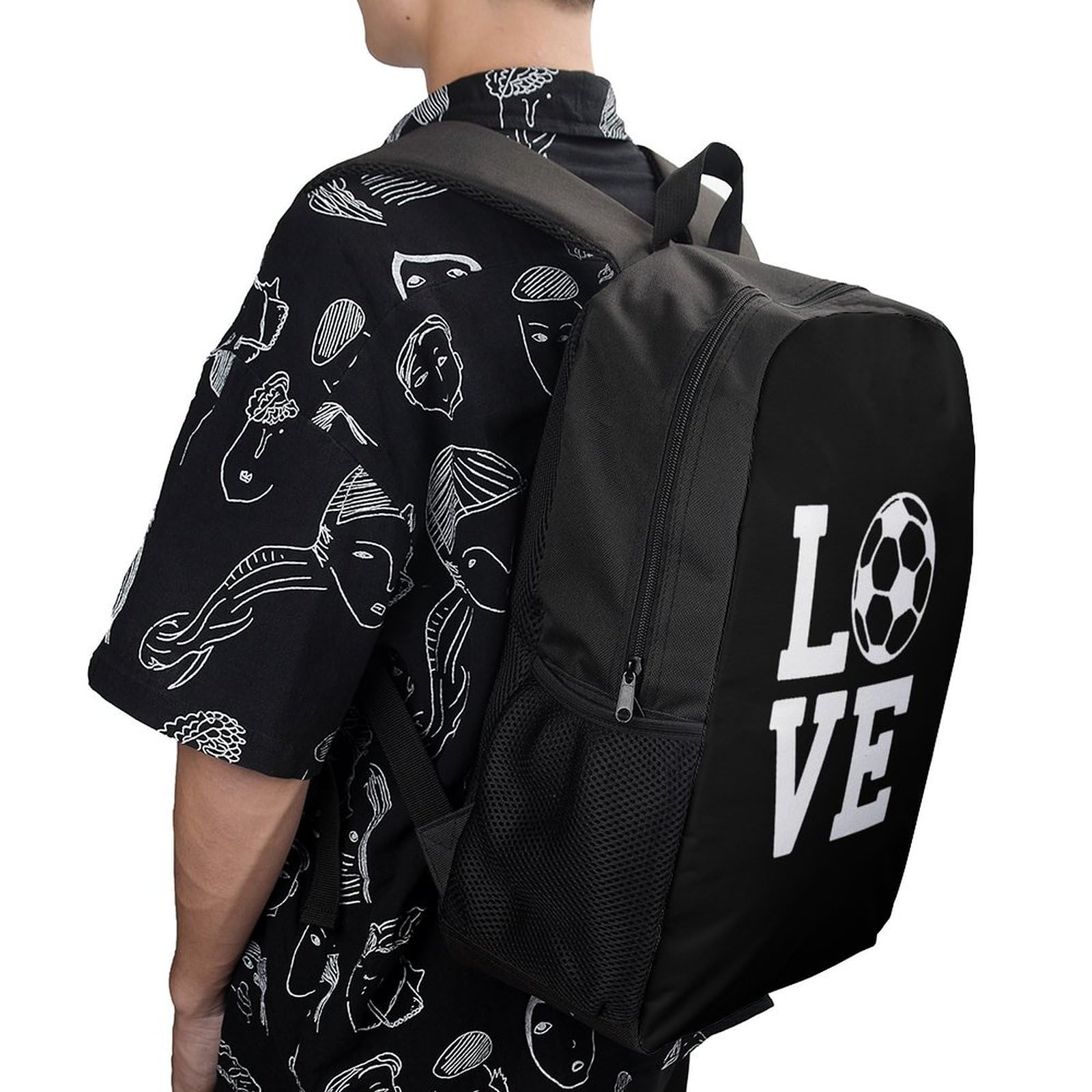 IOEDTHBJ 17 Inch Soccer Themed Laptop Backpack for Men & Women - 3D Printed Design School/Work Computer Bag - Perfect for College, Office & Travel