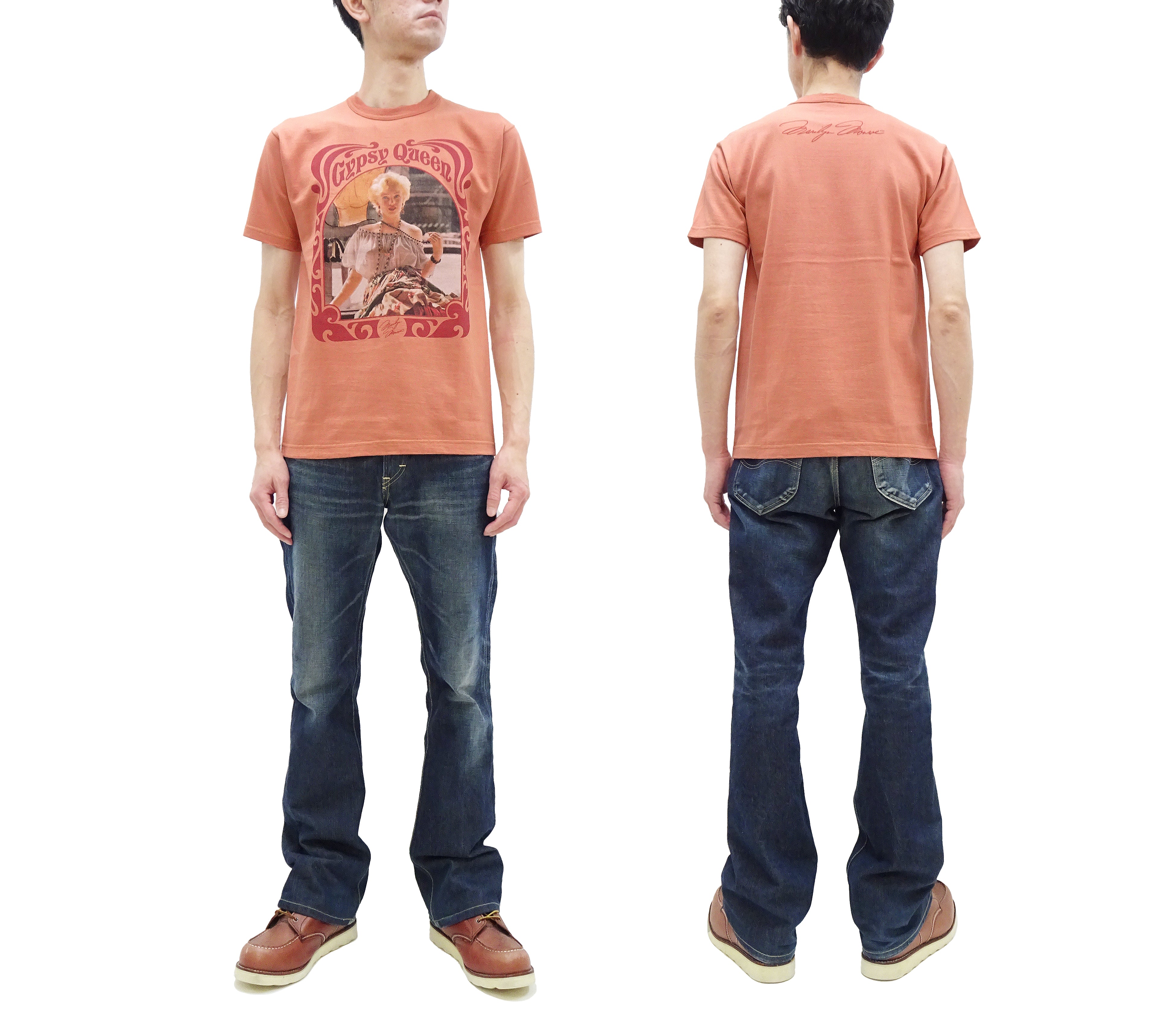 Vintage Marilyn Monroe Graphic T-Shirt for Men - TOYS McCOY Short Sleeve Loopwheeled Tee (TMC2415) in Faded Carrot Orange - Casual Wear & Retro Fashion Statement