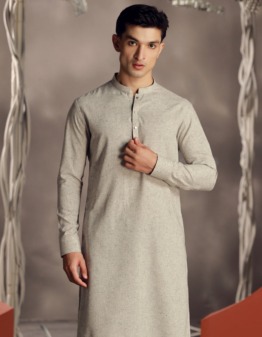 Elegant Blended Grey Shalwar Kameez by J. Junaid Jamshed - Premium Pakistani Traditional Outfit for Men, Weddings & Special Occasions