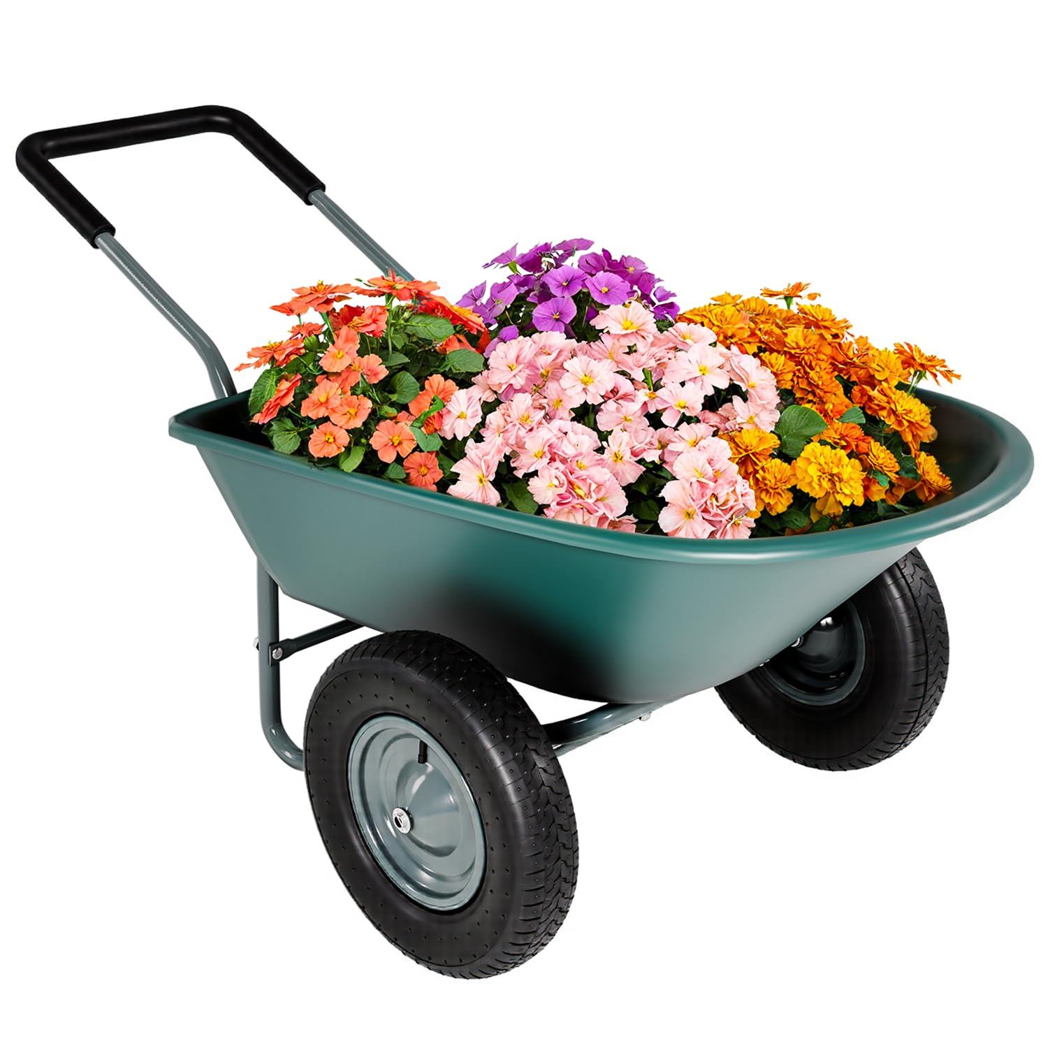 Upgraded 2-Wheel Wheelbarrow & Yard Cart with Padded Handlebar - 14